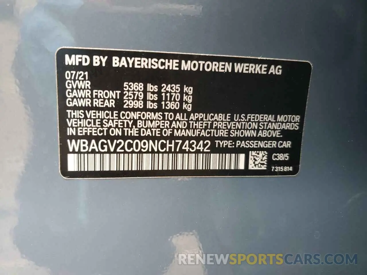 13 Photograph of a damaged car WBAGV2C09NCH74342 BMW 8 SERIES 2022