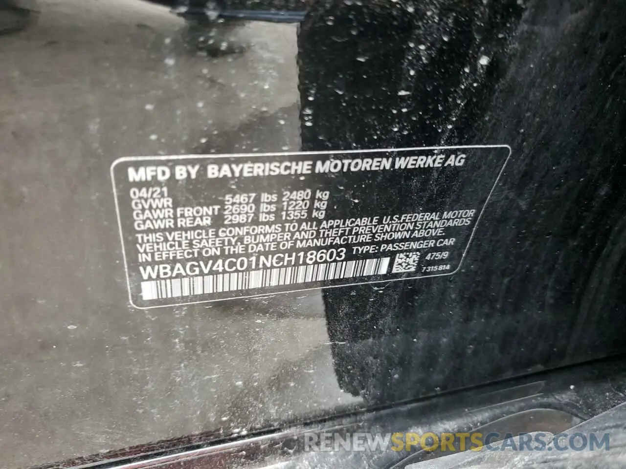 12 Photograph of a damaged car WBAGV4C01NCH18603 BMW 8 SERIES 2022