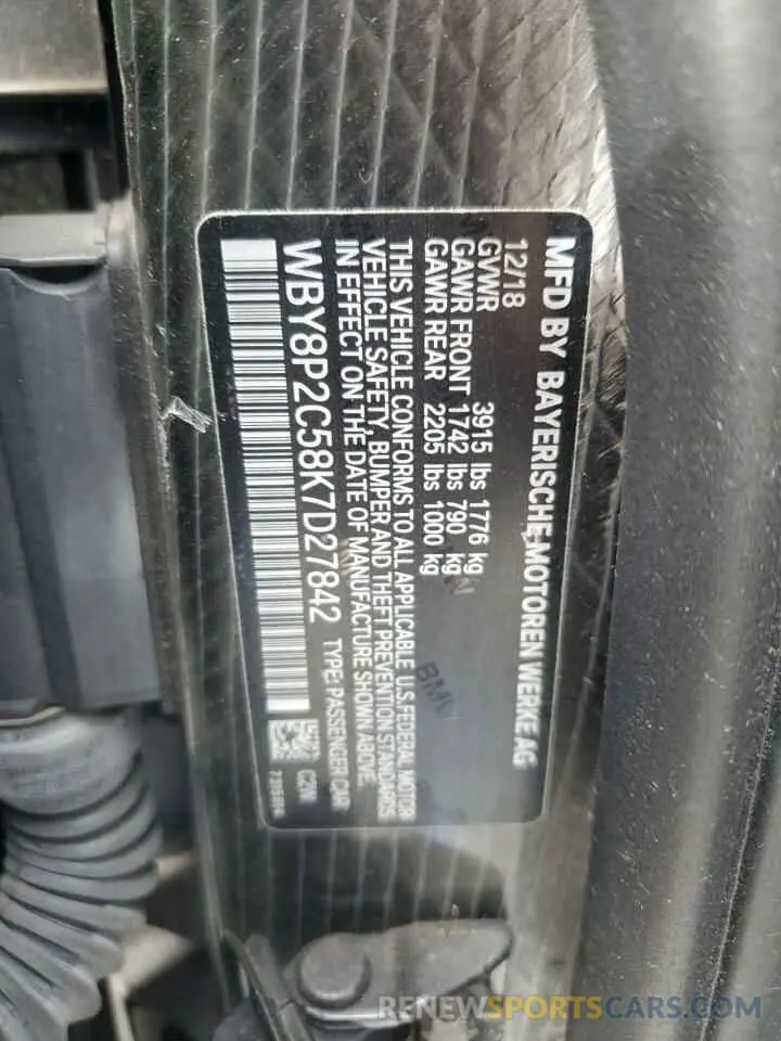 12 Photograph of a damaged car WBY8P2C58K7D27842 BMW I SERIES 2019