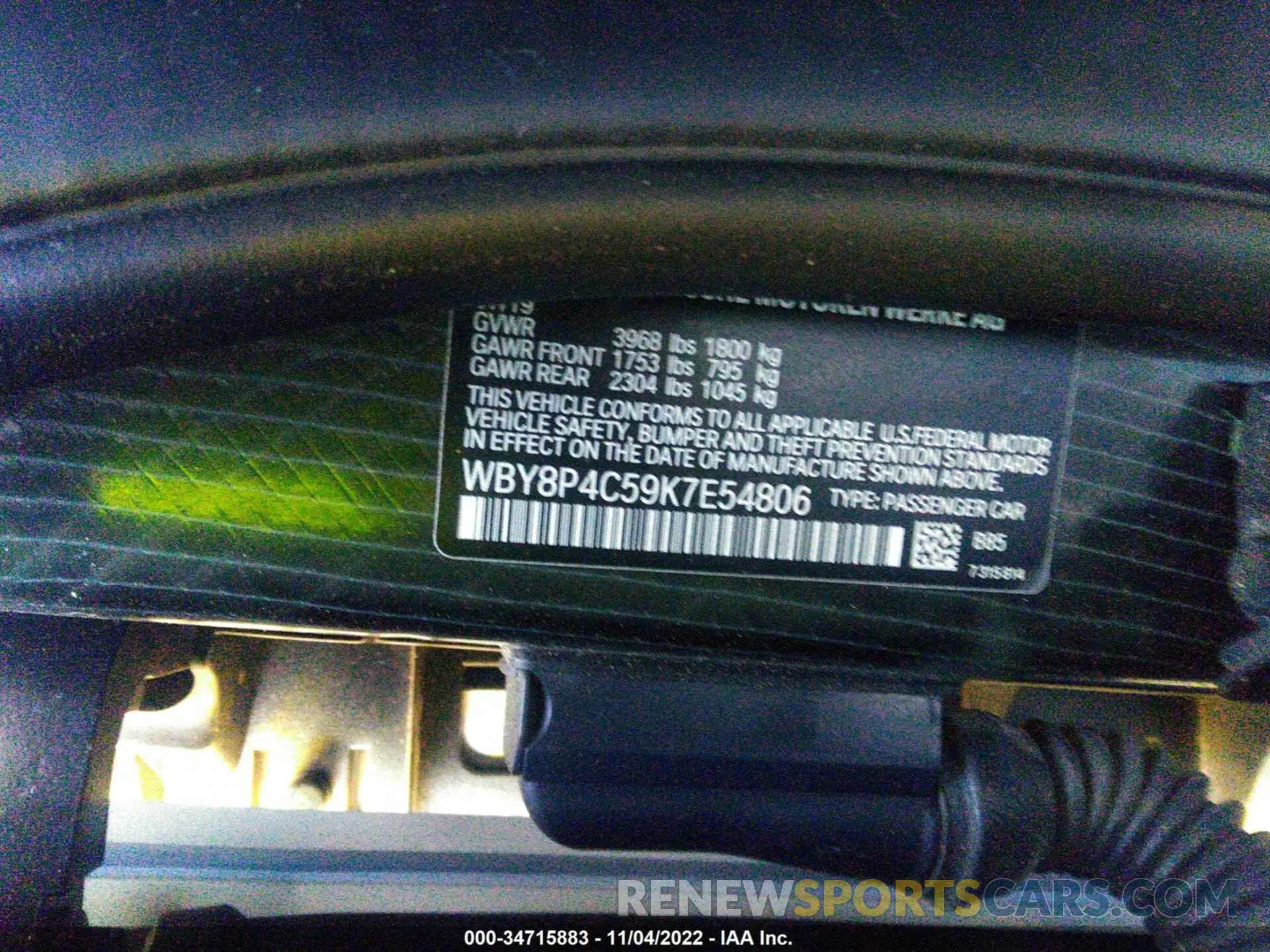 9 Photograph of a damaged car WBY8P4C59K7E54806 BMW I3 2019