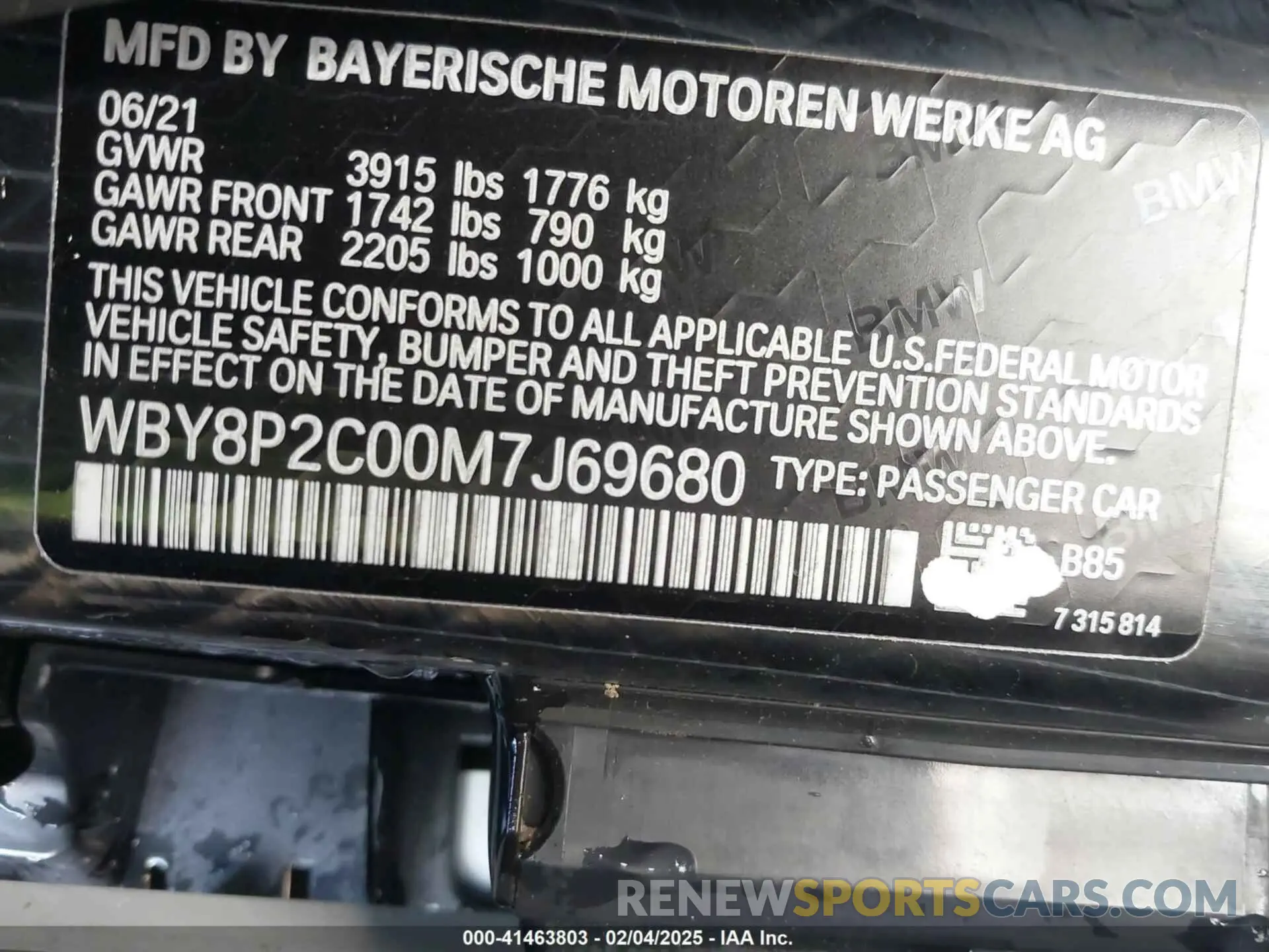 9 Photograph of a damaged car WBY8P2C00M7J69680 BMW I3 2021