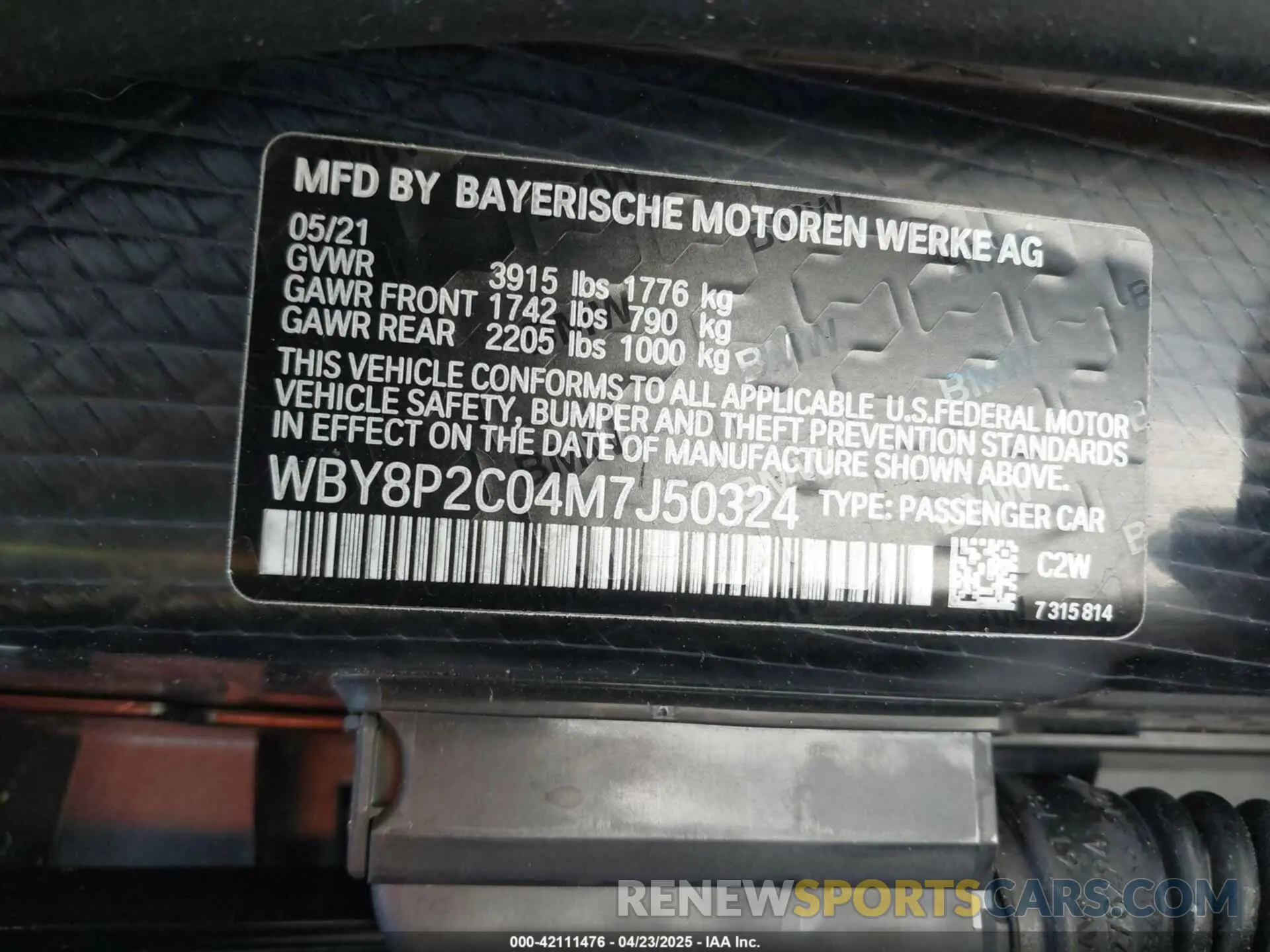 9 Photograph of a damaged car WBY8P2C04M7J50324 BMW I3 2021