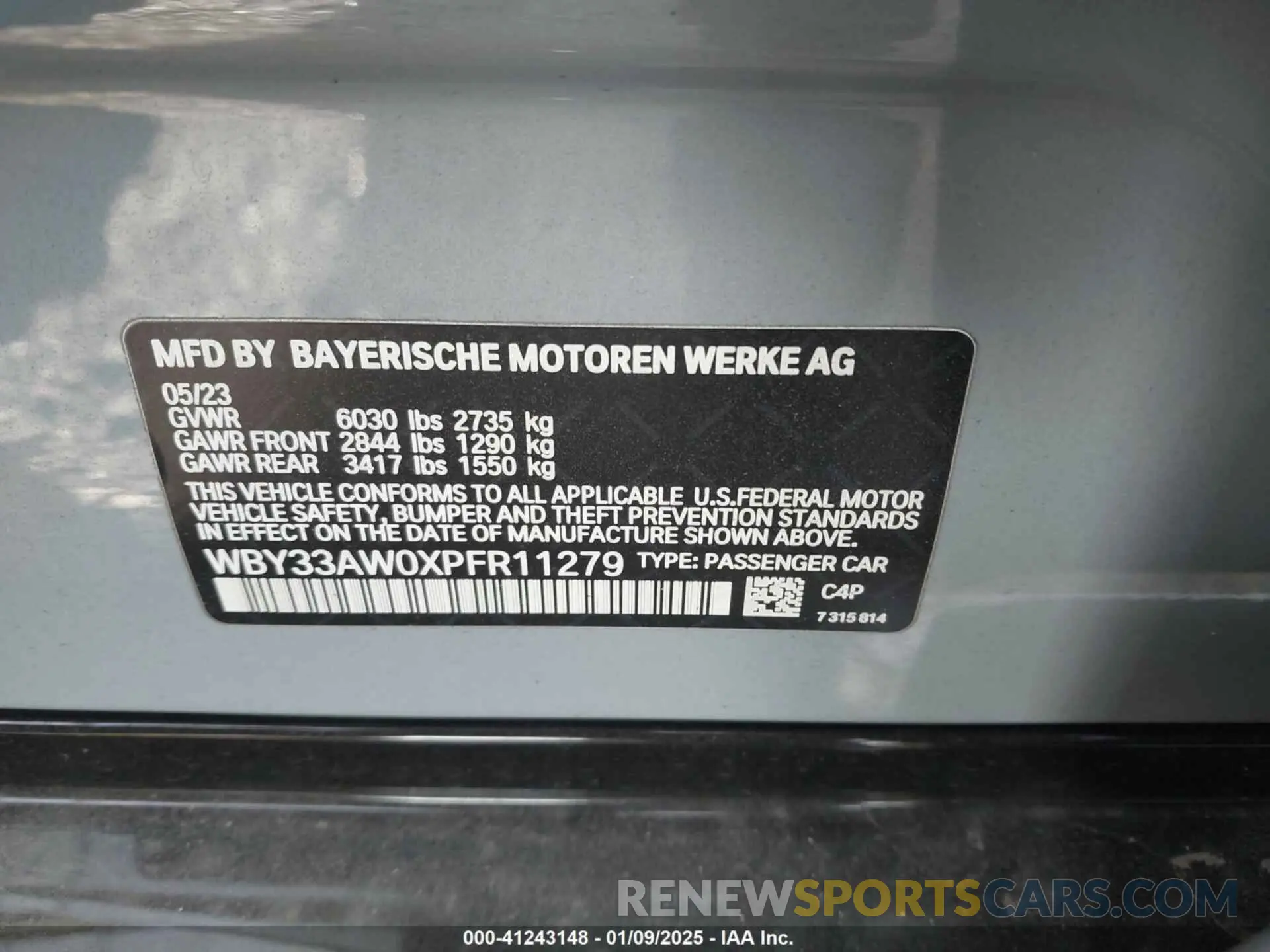 9 Photograph of a damaged car WBY33AW0XPFR11279 BMW I4 2023