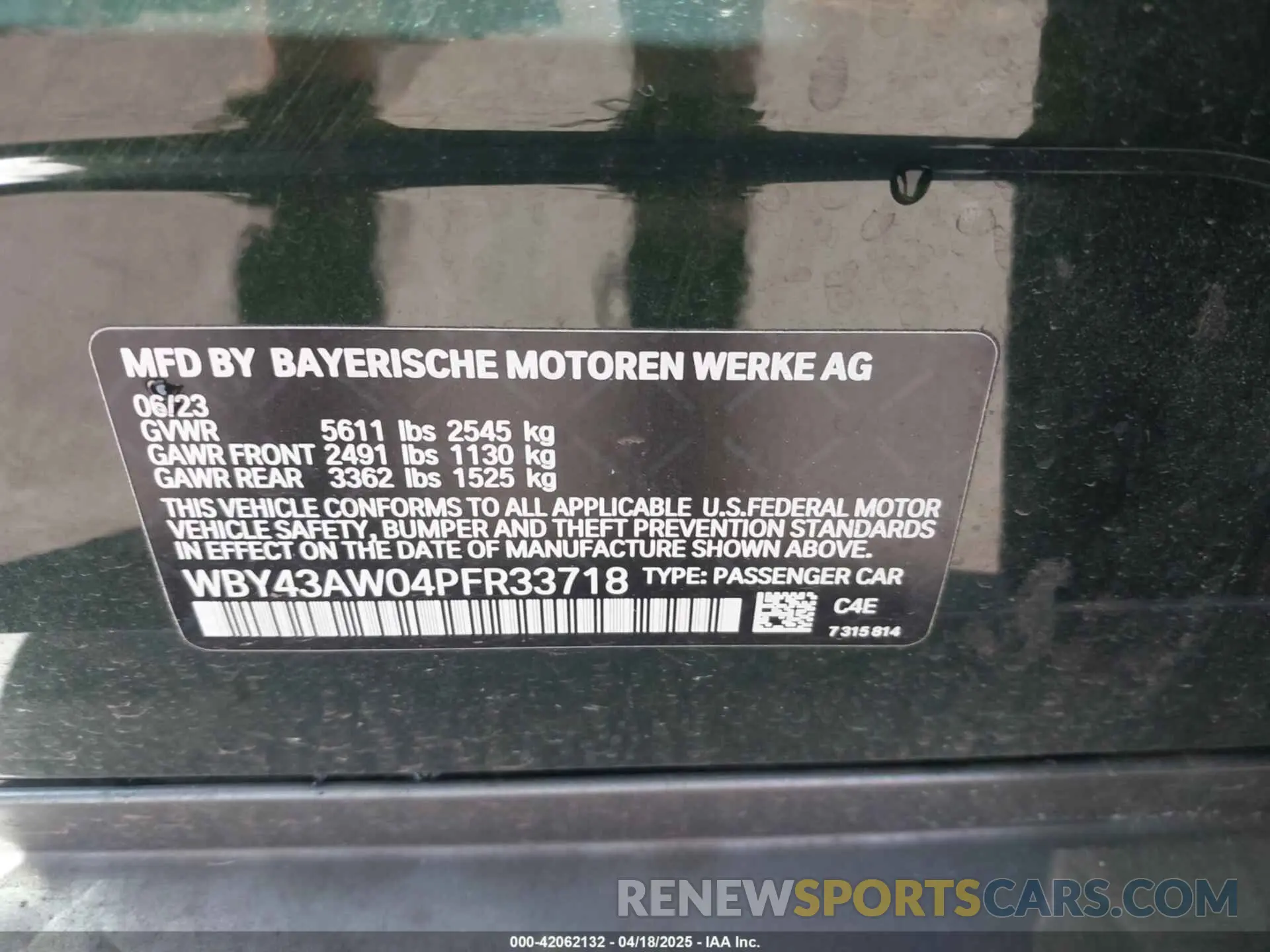 9 Photograph of a damaged car WBY43AW04PFR33718 BMW I4 2023