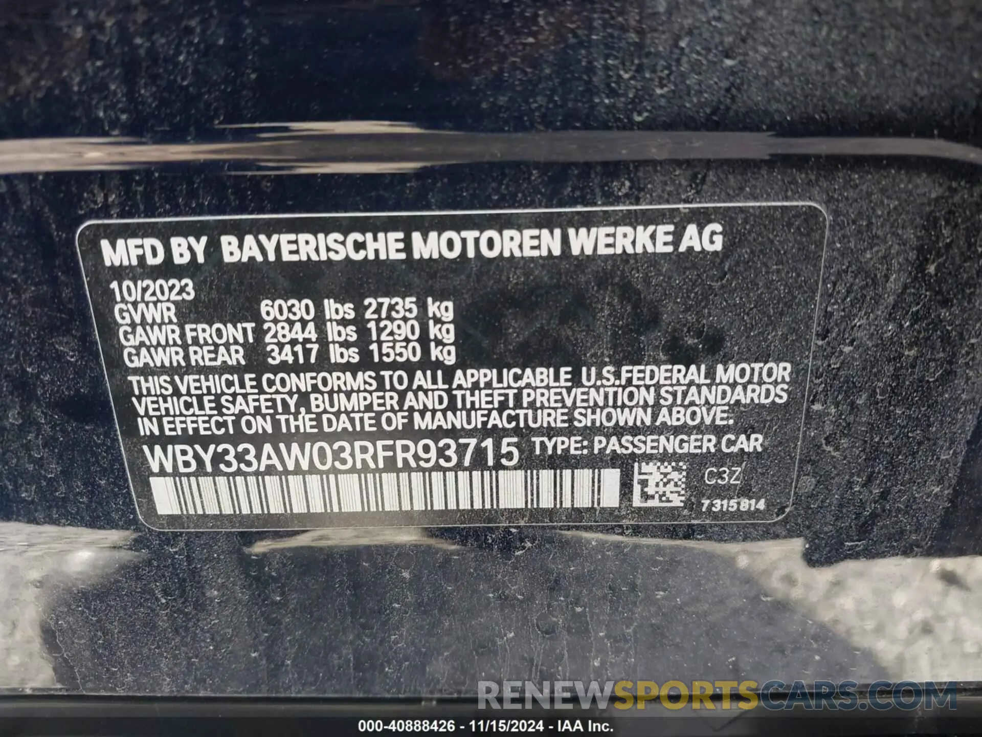 9 Photograph of a damaged car WBY33AW03RFR93715 BMW I4 2024