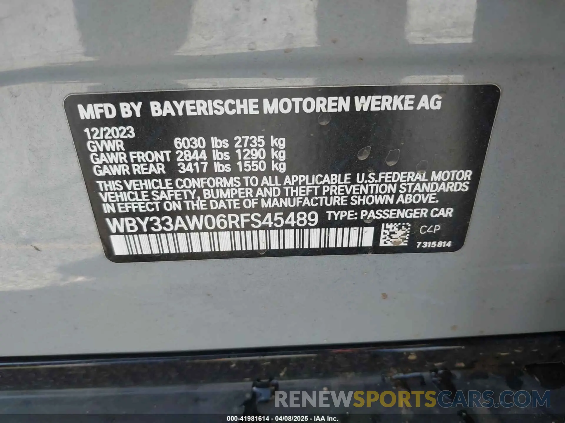 9 Photograph of a damaged car WBY33AW06RFS45489 BMW I4 2024