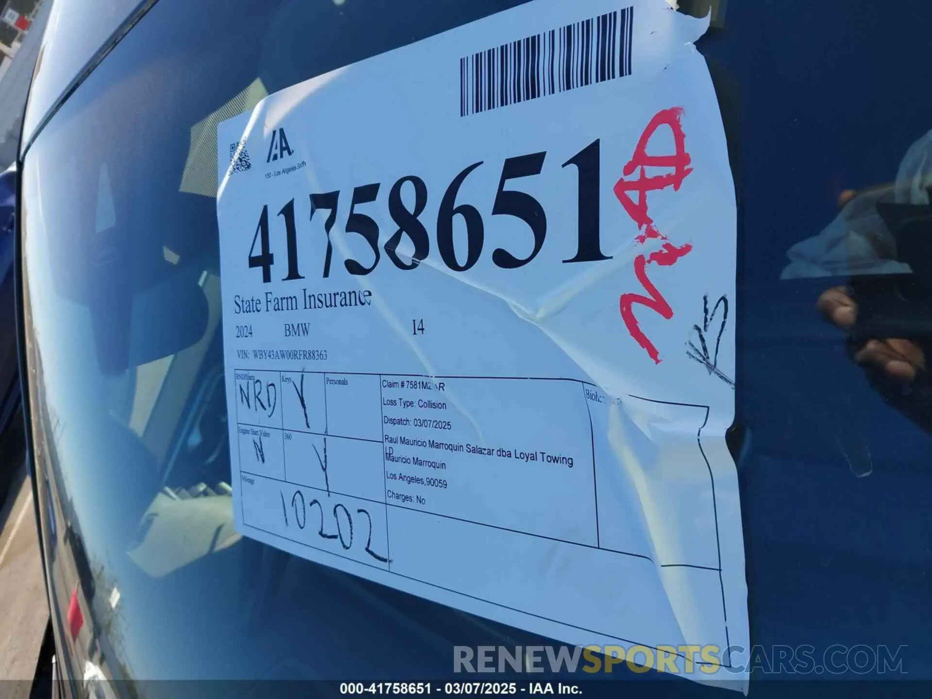 19 Photograph of a damaged car WBY43AW00RFR88363 BMW I4 2024