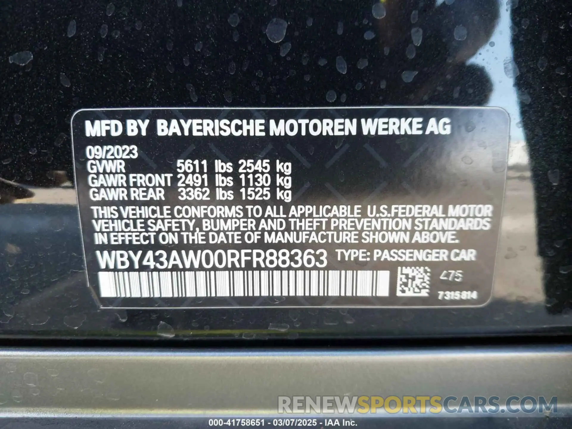 9 Photograph of a damaged car WBY43AW00RFR88363 BMW I4 2024