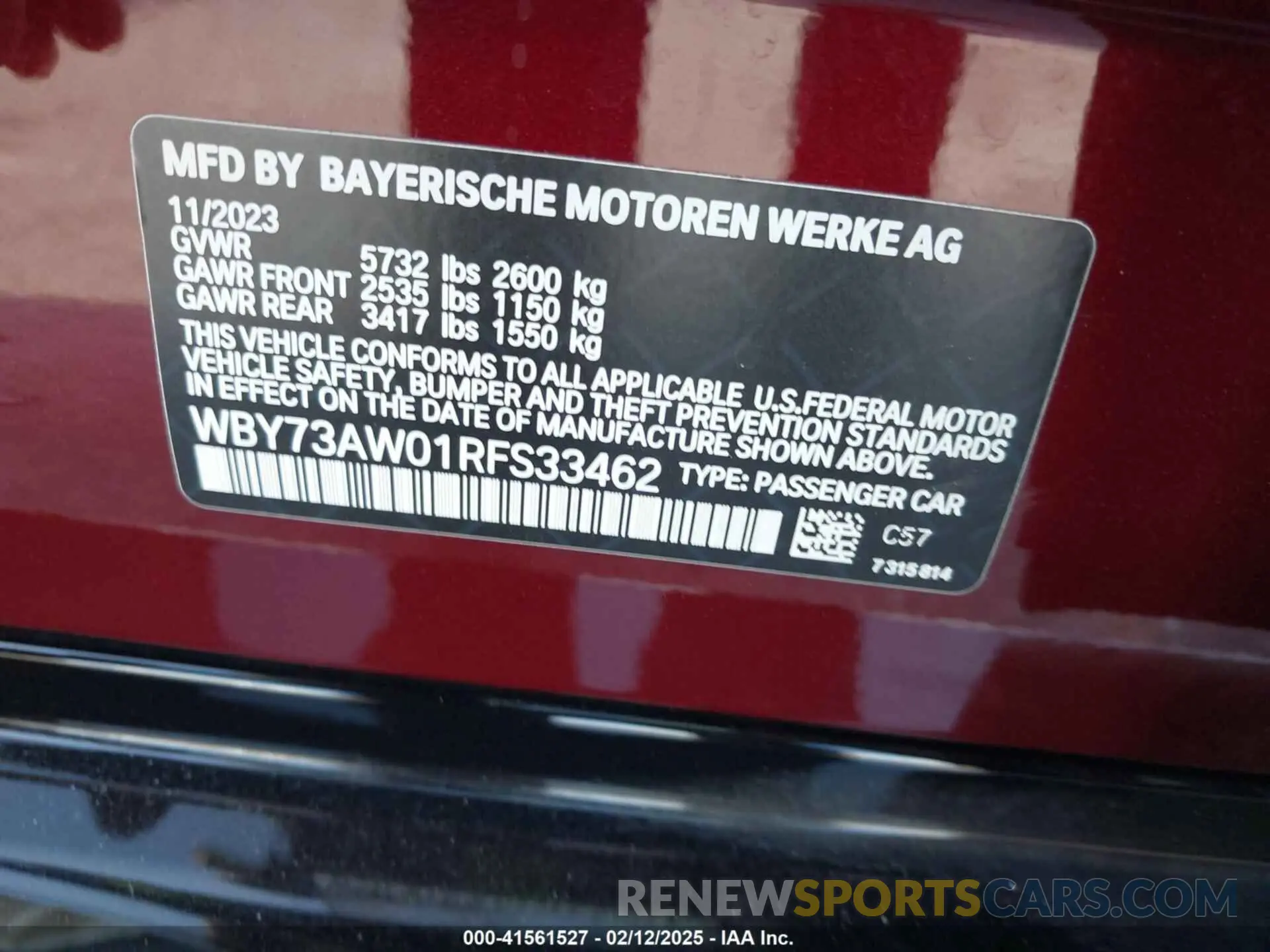 9 Photograph of a damaged car WBY73AW01RFS33462 BMW I4 2024