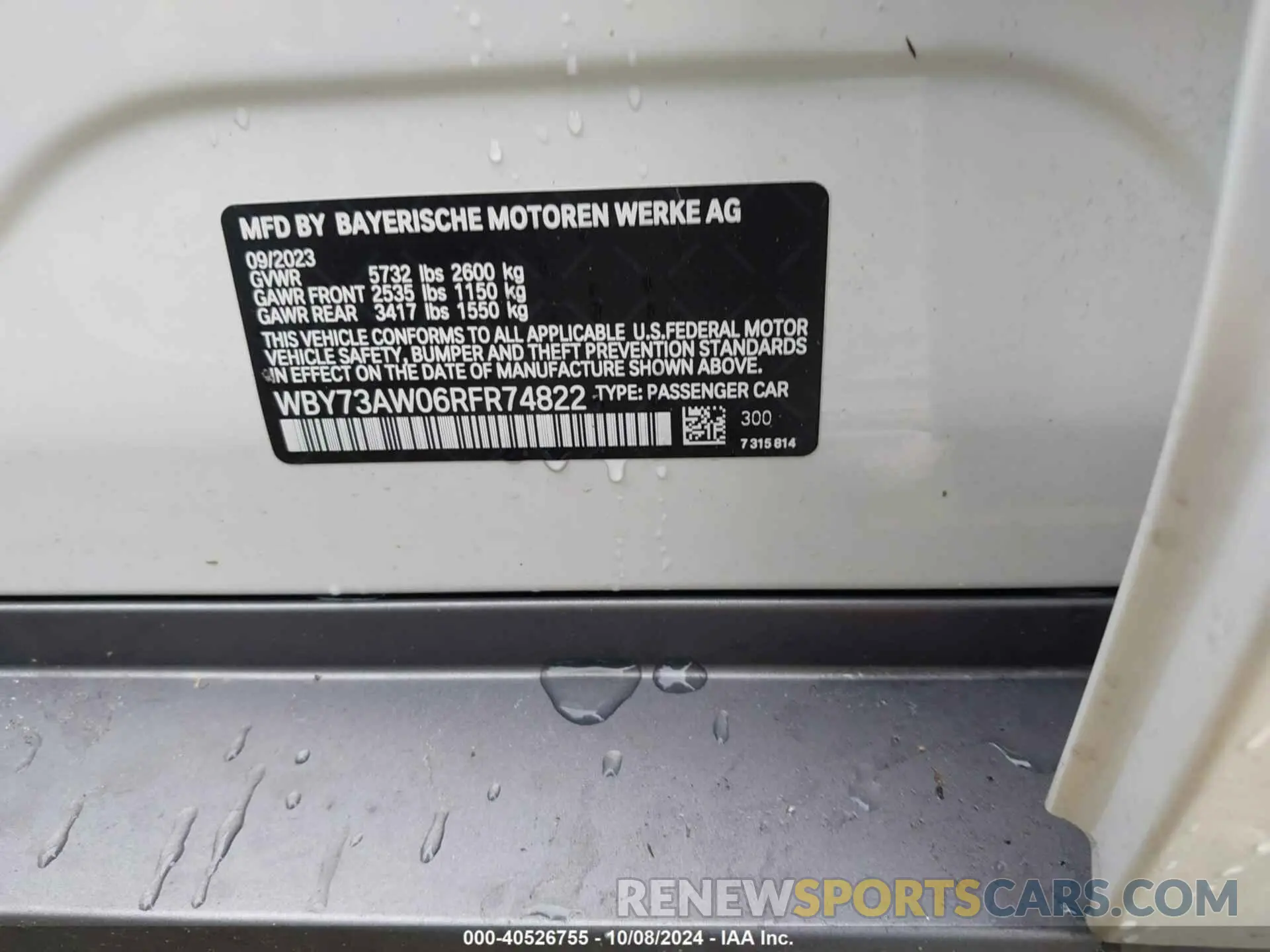 9 Photograph of a damaged car WBY73AW06RFR74822 BMW I4 2024