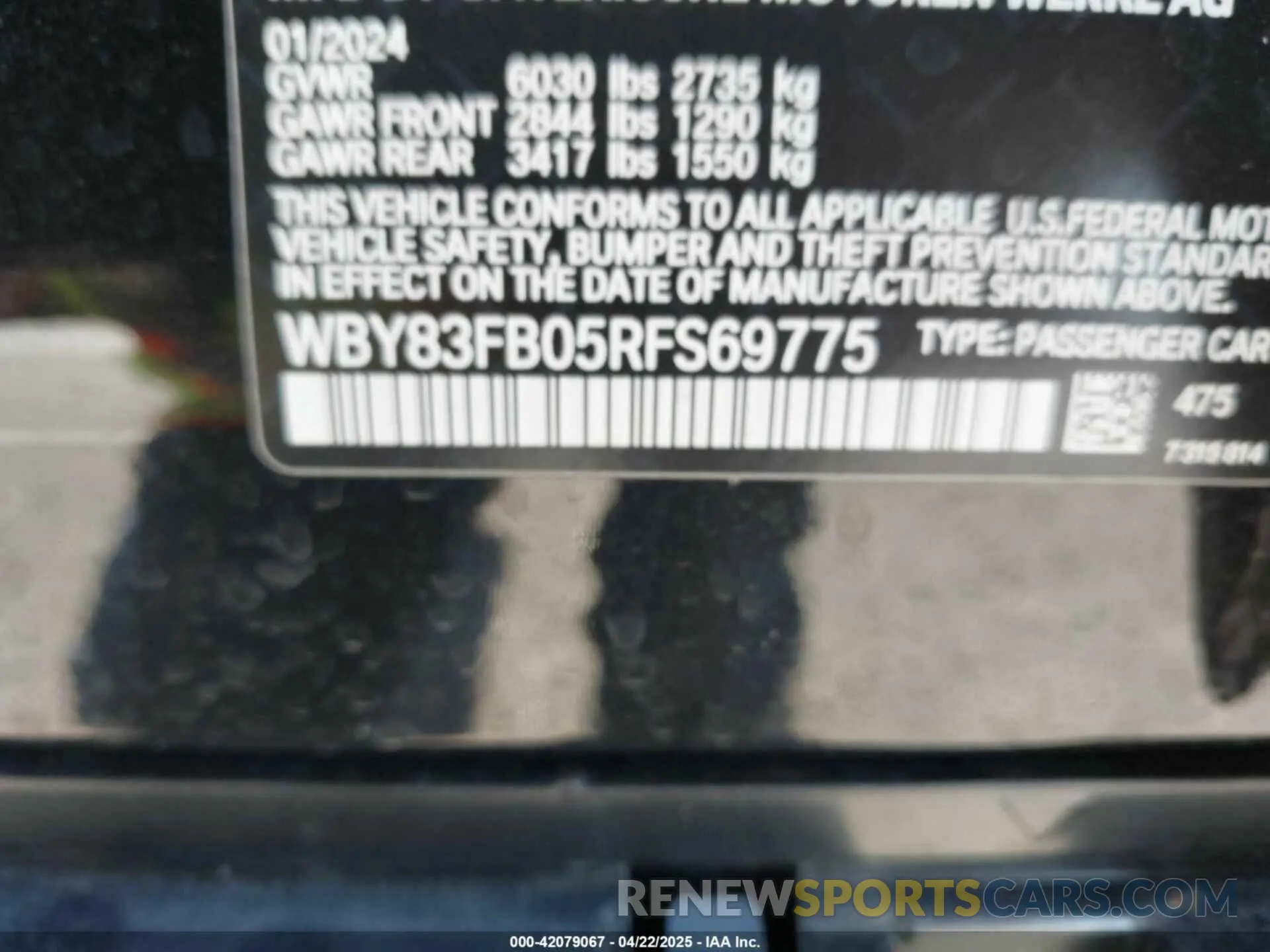 9 Photograph of a damaged car WBY83FB05RFS69775 BMW I4 2024