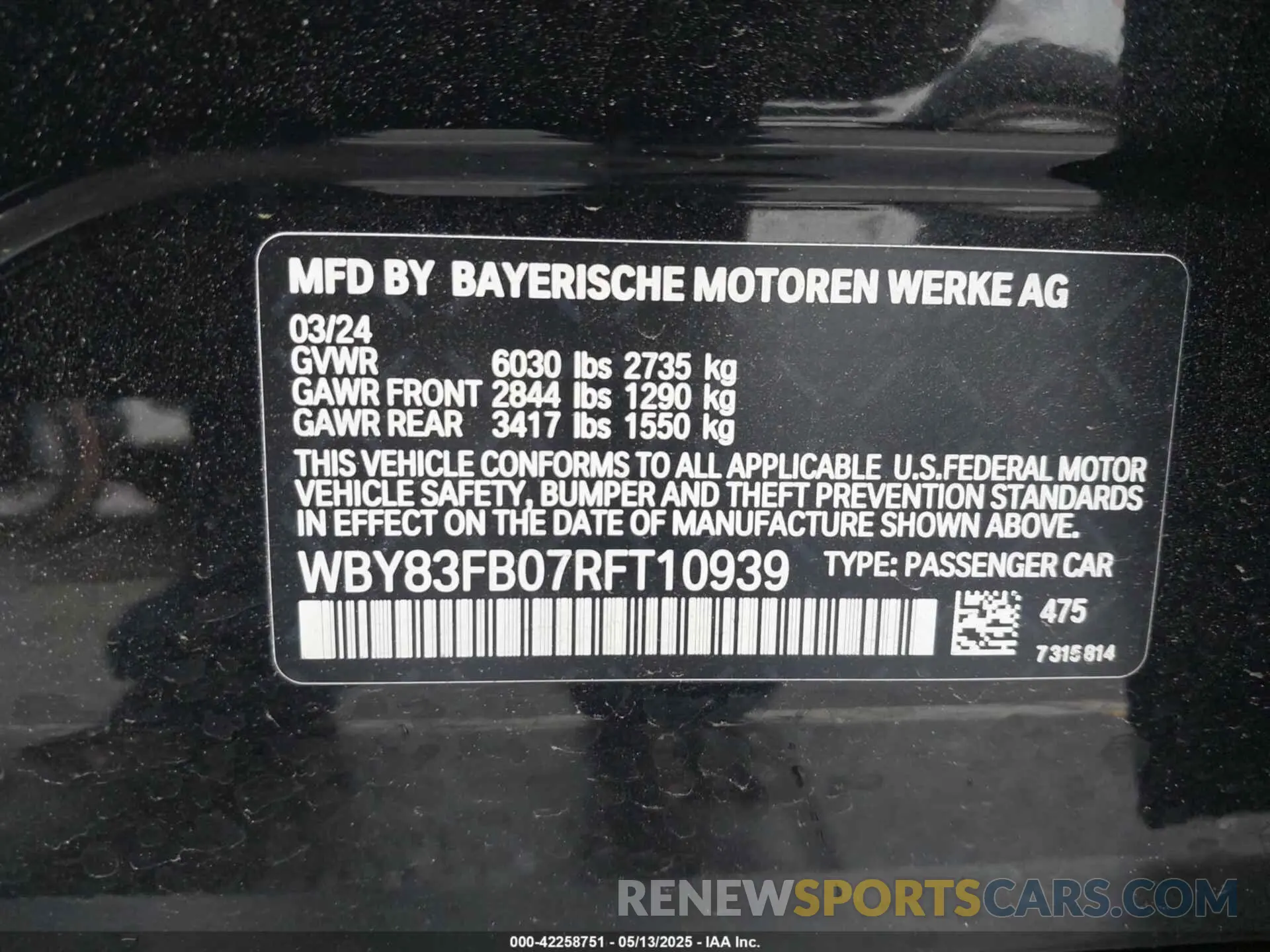 9 Photograph of a damaged car WBY83FB07RFT10939 BMW I4 2024