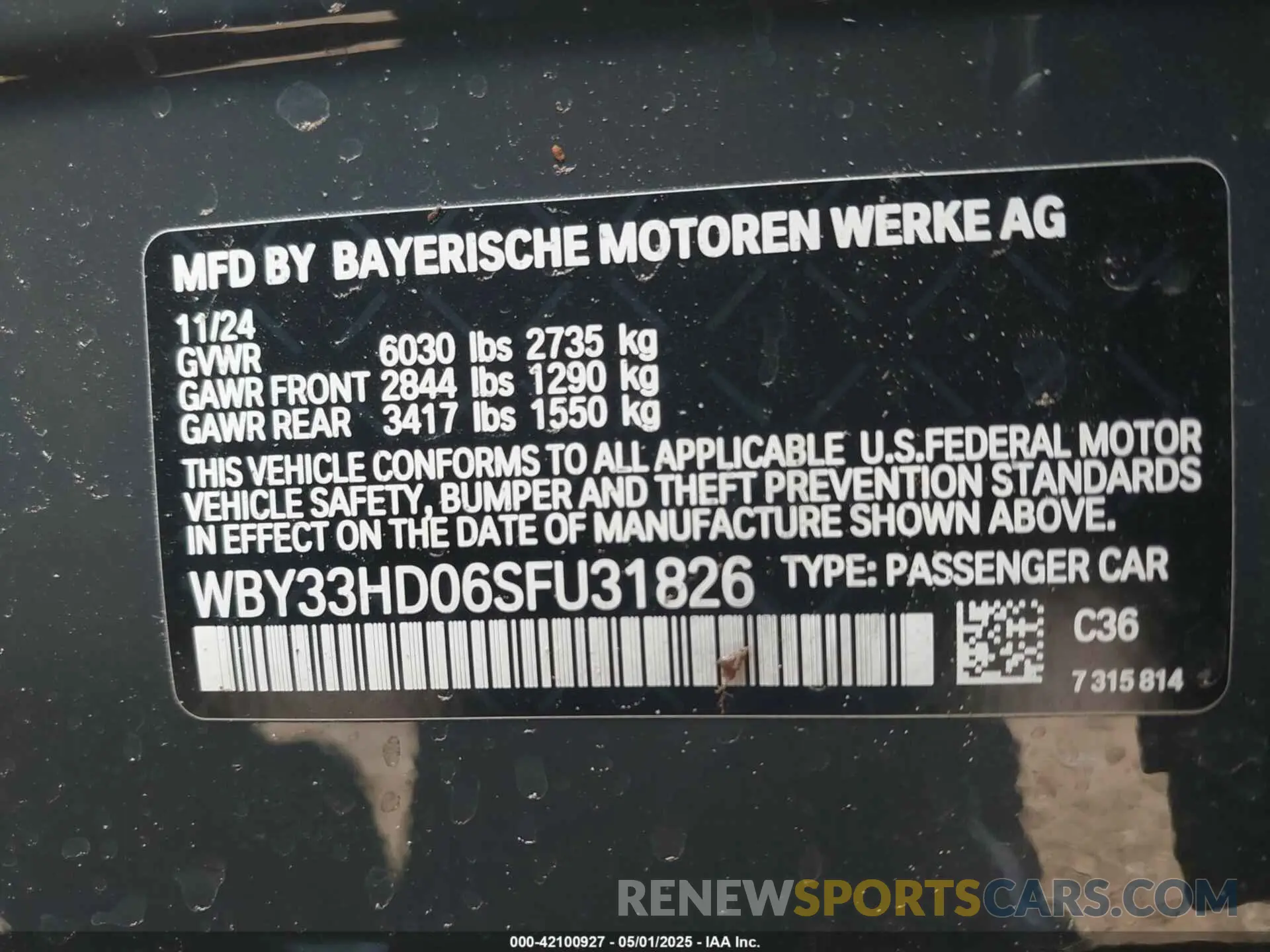 9 Photograph of a damaged car WBY33HD06SFU31826 BMW I4 2025