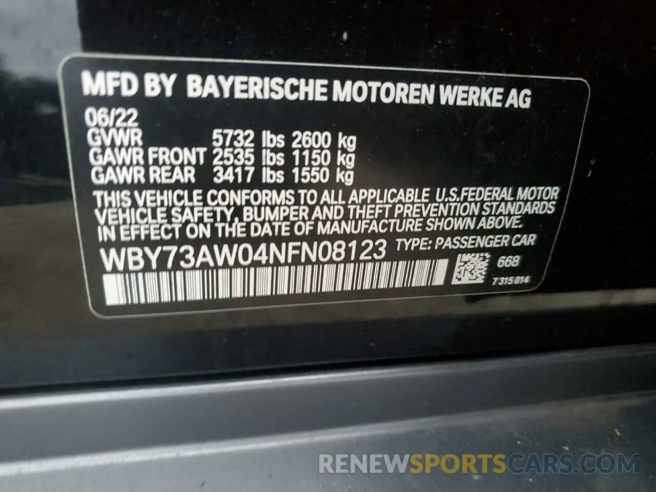 12 Photograph of a damaged car WBY73AW04NFN08123 BMW I4 EDRIVE 2022