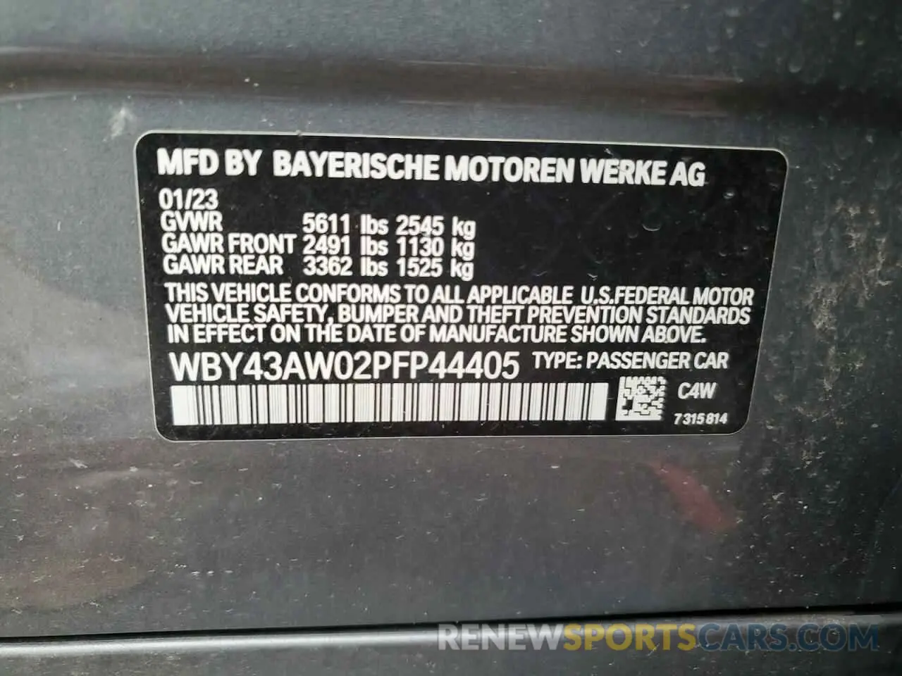 12 Photograph of a damaged car WBY43AW02PFP44405 BMW I4 EDRIVE 2023