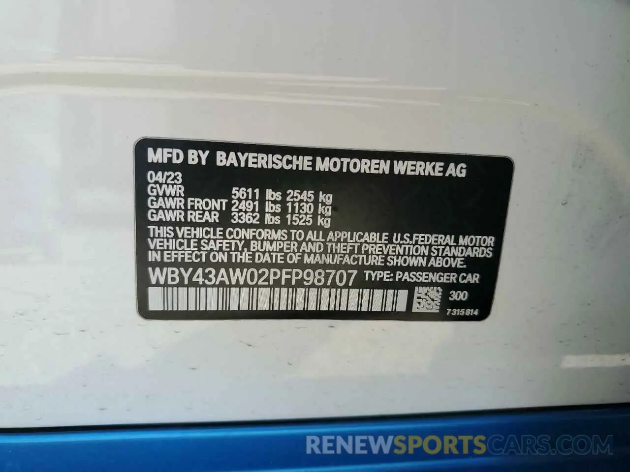 13 Photograph of a damaged car WBY43AW02PFP98707 BMW I4 EDRIVE 2023