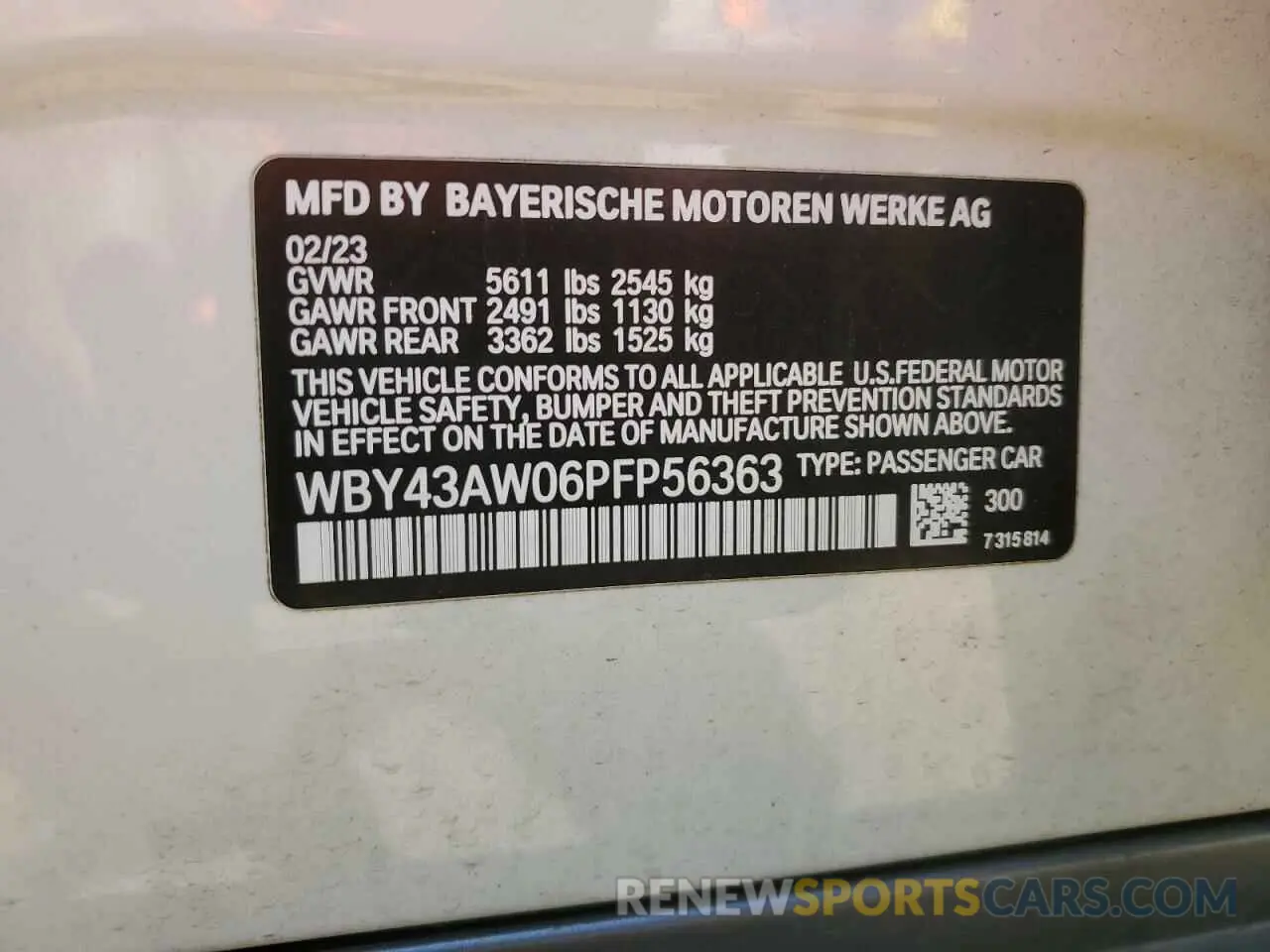 12 Photograph of a damaged car WBY43AW06PFP56363 BMW I4 EDRIVE 2023