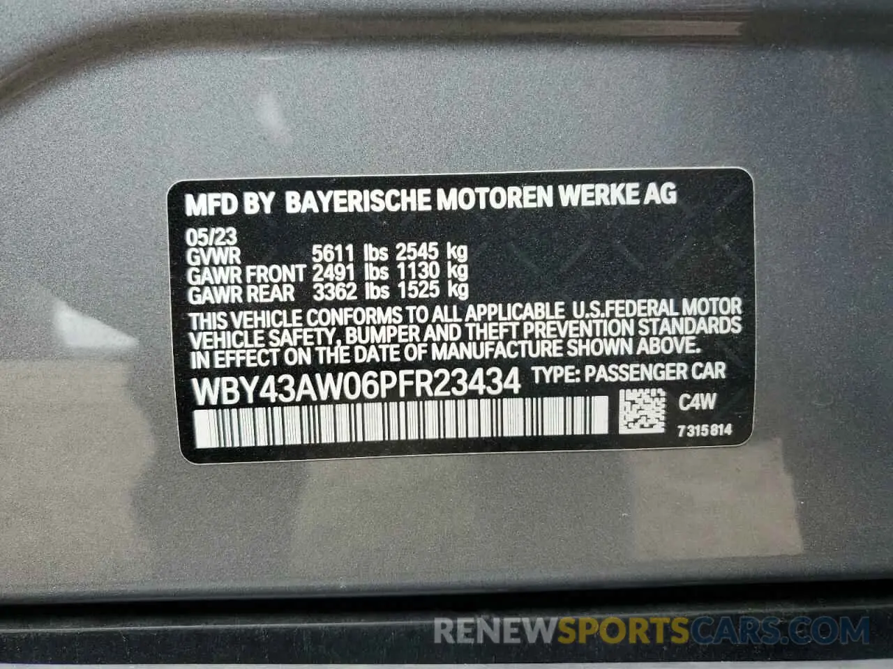 12 Photograph of a damaged car WBY43AW06PFR23434 BMW I4 EDRIVE 2023