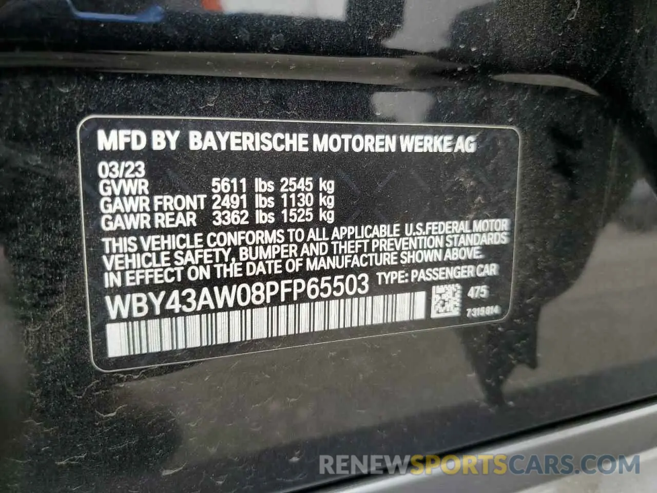 14 Photograph of a damaged car WBY43AW08PFP65503 BMW I4 EDRIVE 2023
