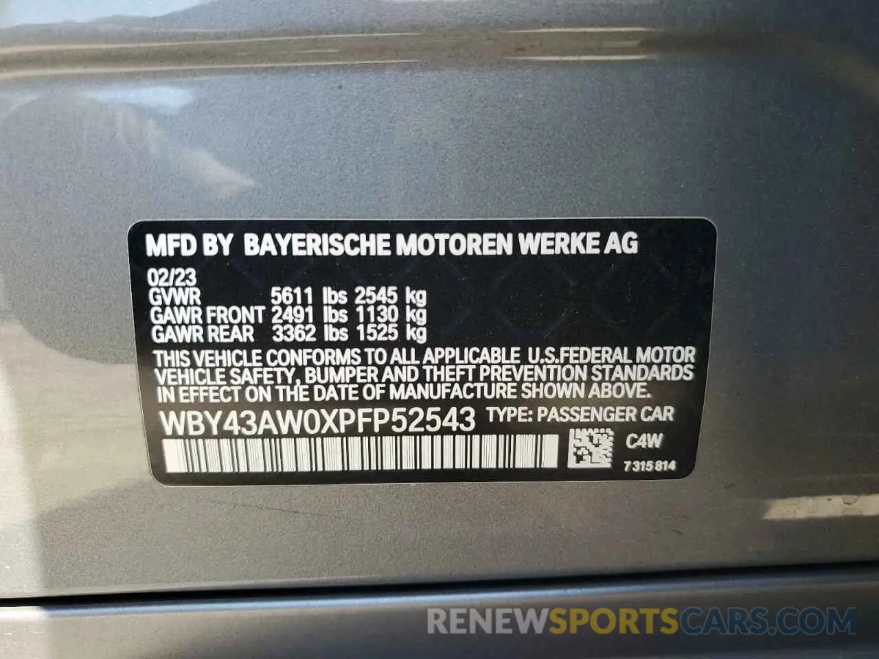 12 Photograph of a damaged car WBY43AW0XPFP52543 BMW I4 EDRIVE 2023