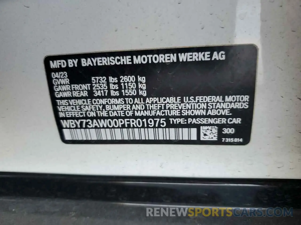 12 Photograph of a damaged car WBY73AW00PFR01975 BMW I4 EDRIVE 2023