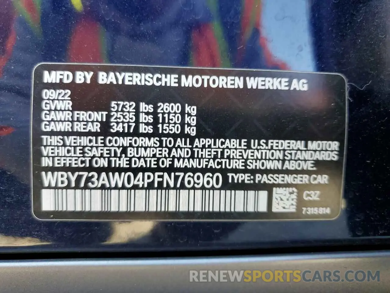 14 Photograph of a damaged car WBY73AW04PFN76960 BMW I4 EDRIVE 2023