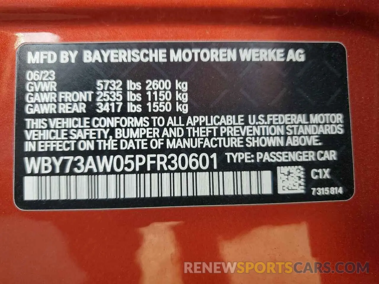 13 Photograph of a damaged car WBY73AW05PFR30601 BMW I4 EDRIVE 2023