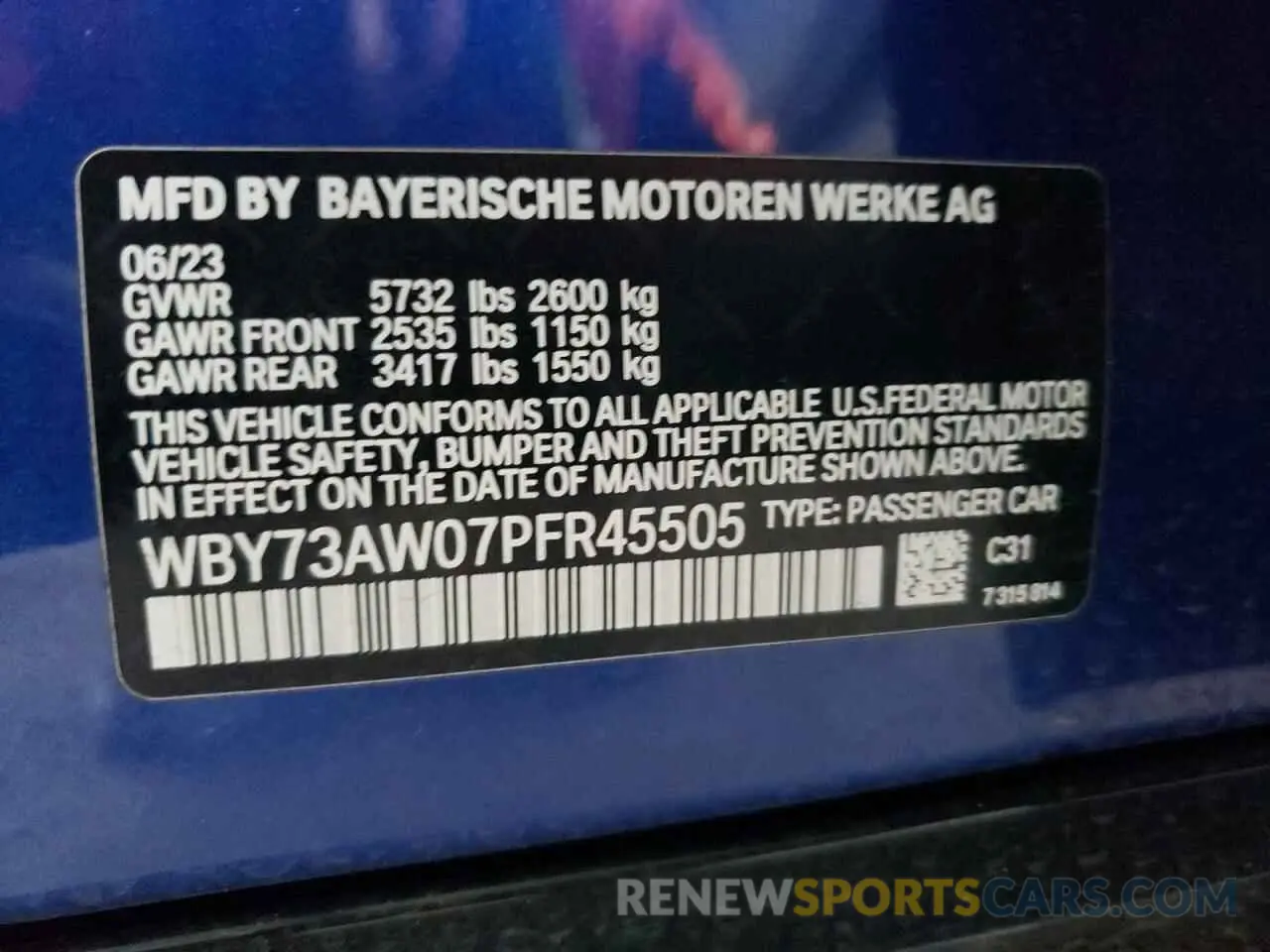 12 Photograph of a damaged car WBY73AW07PFR45505 BMW I4 EDRIVE 2023