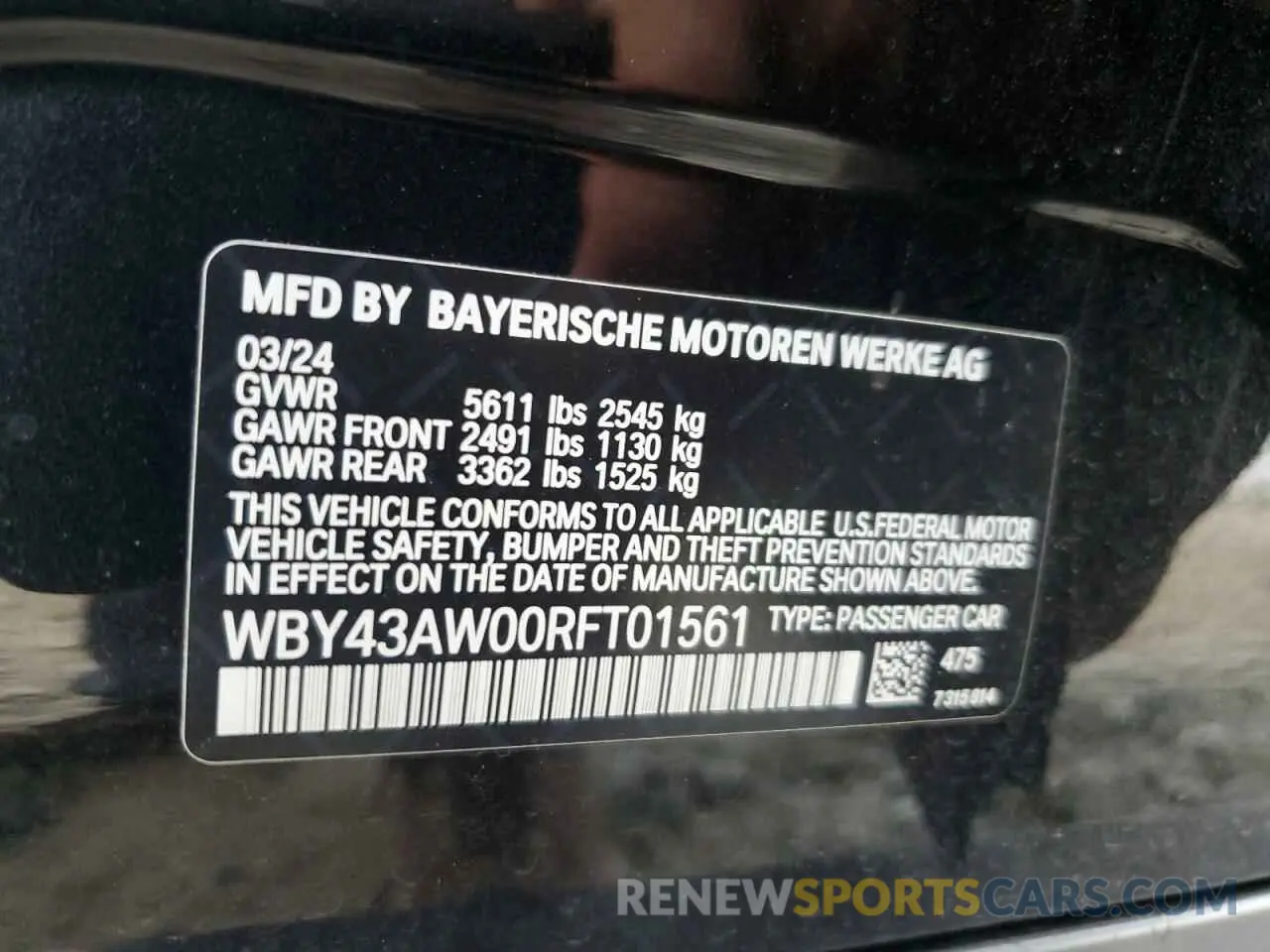12 Photograph of a damaged car WBY43AW00RFT01561 BMW I4 EDRIVE 2024