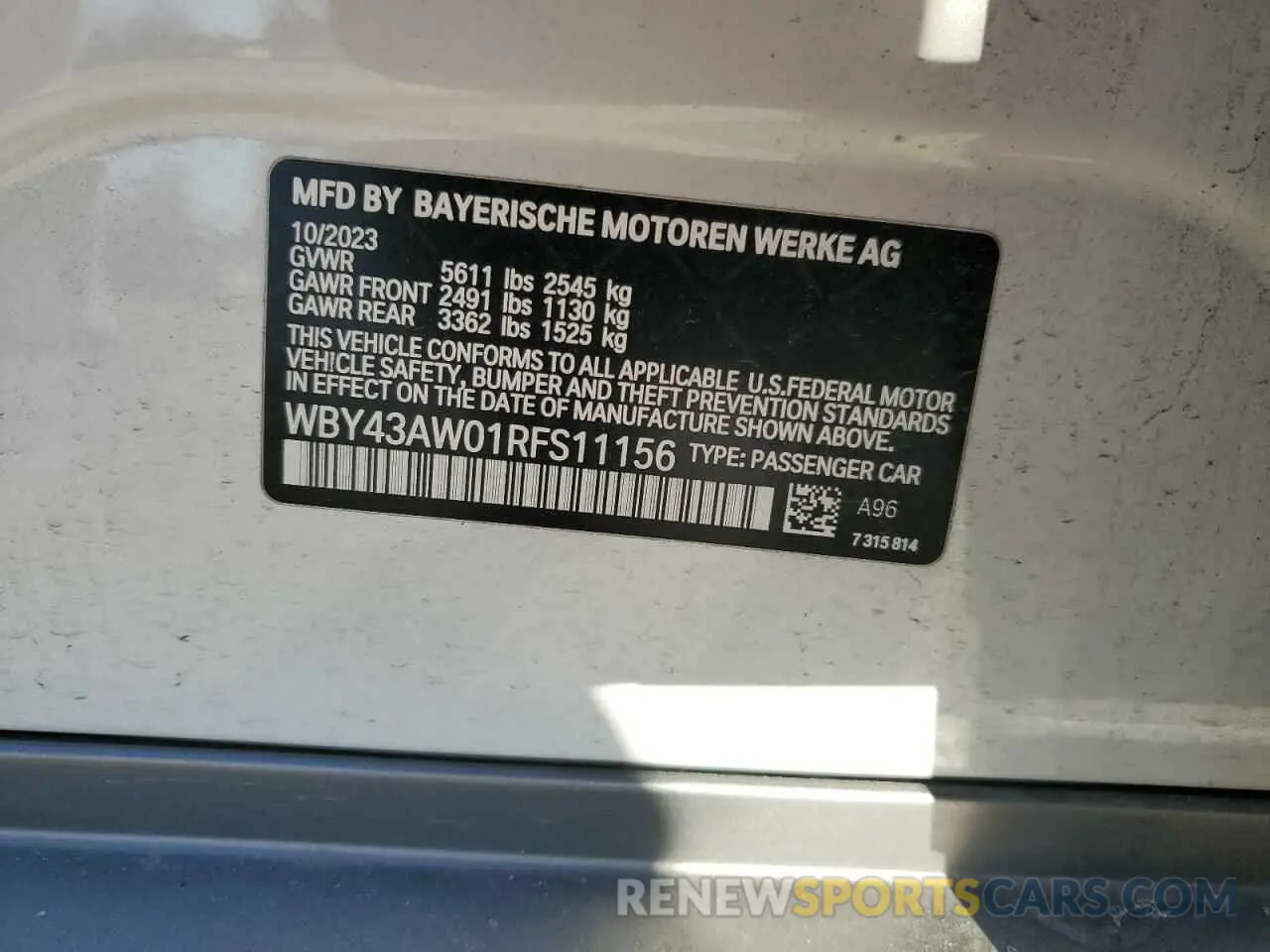 12 Photograph of a damaged car WBY43AW01RFS11156 BMW I4 EDRIVE 2024