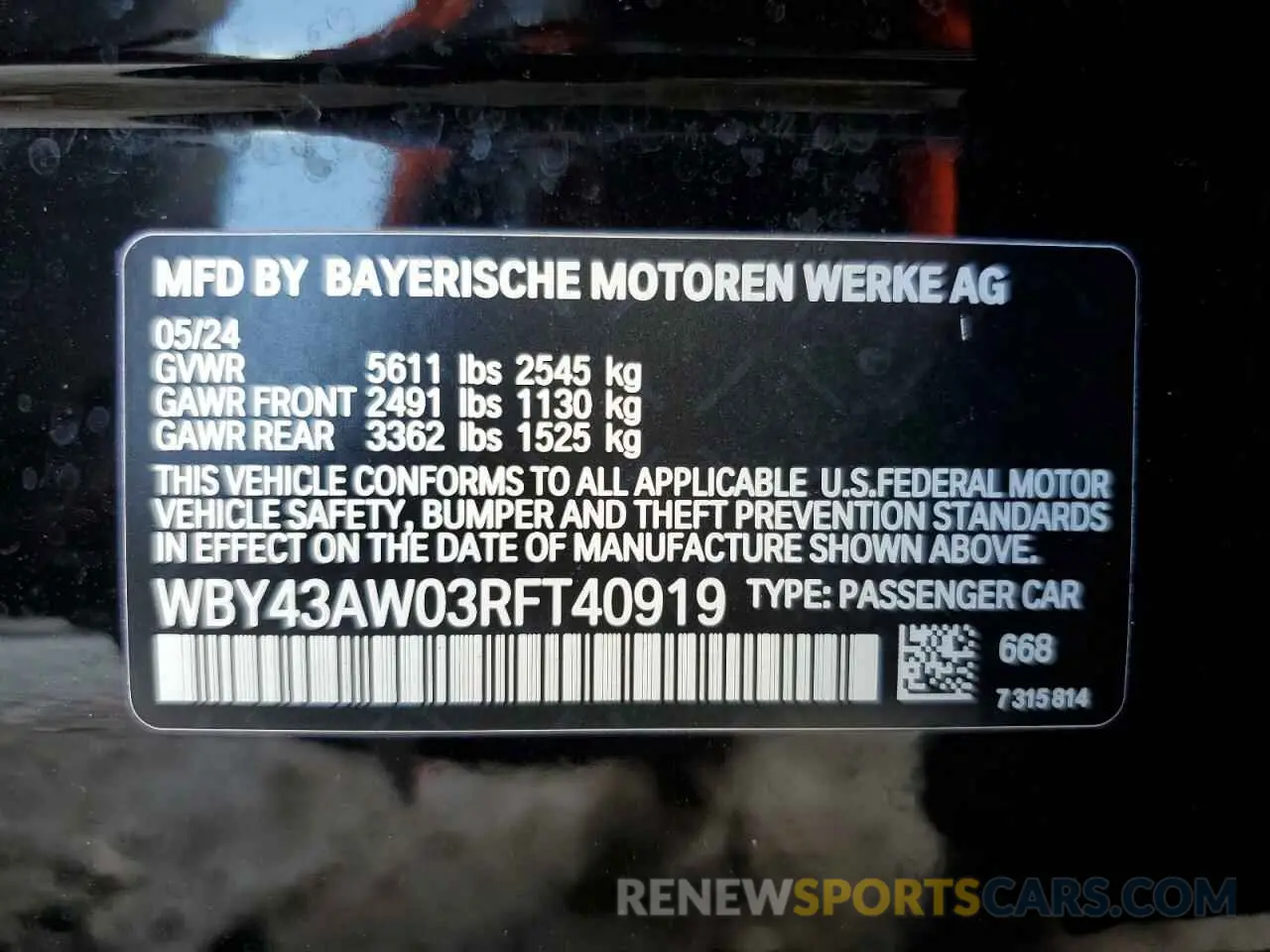 12 Photograph of a damaged car WBY43AW03RFT40919 BMW I4 EDRIVE 2024