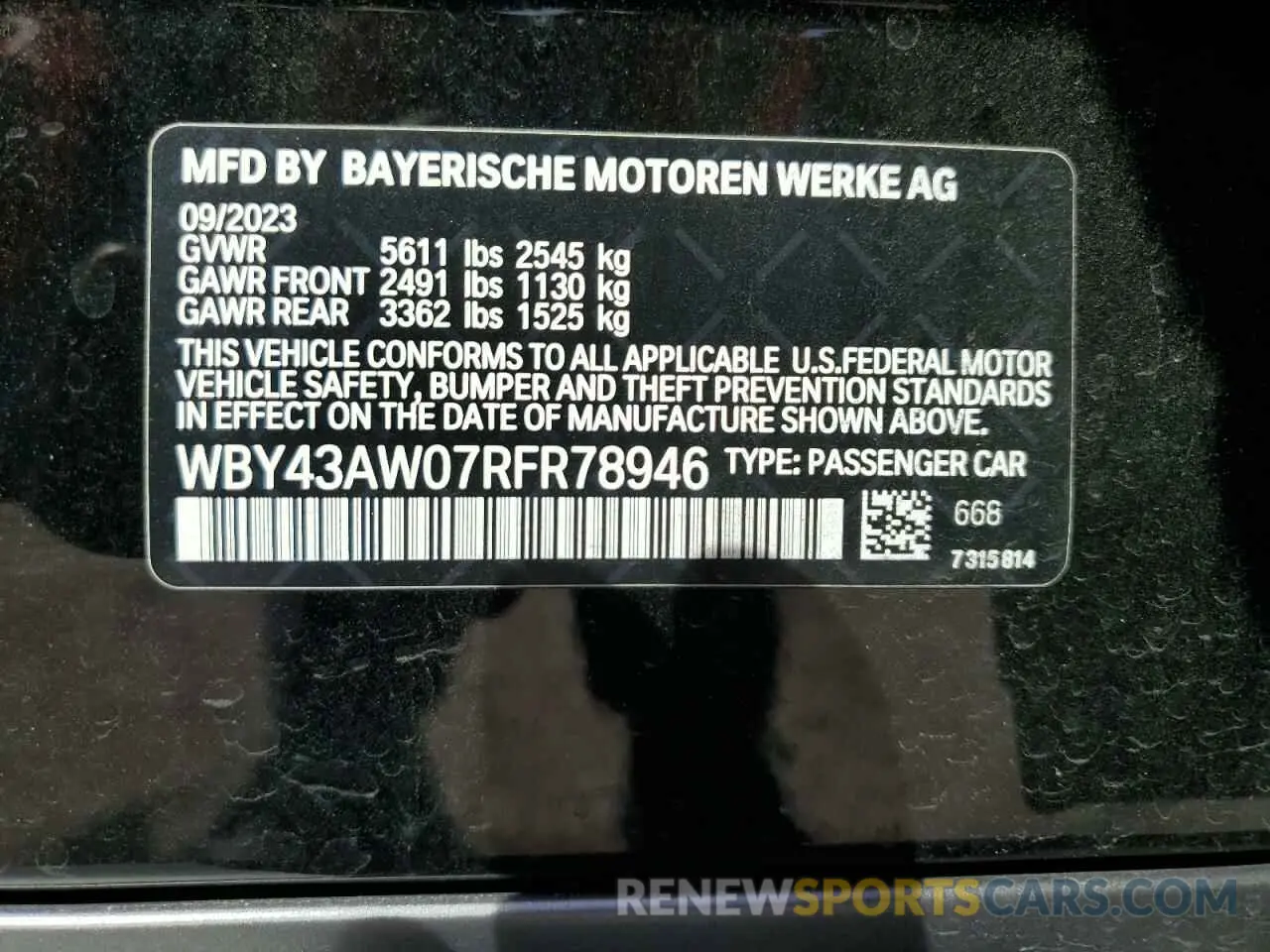 14 Photograph of a damaged car WBY43AW07RFR78946 BMW I4 EDRIVE 2024