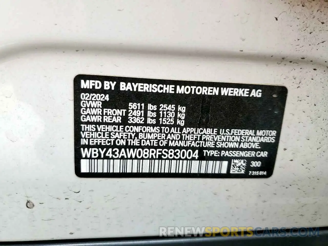 12 Photograph of a damaged car WBY43AW08RFS83004 BMW I4 EDRIVE 2024