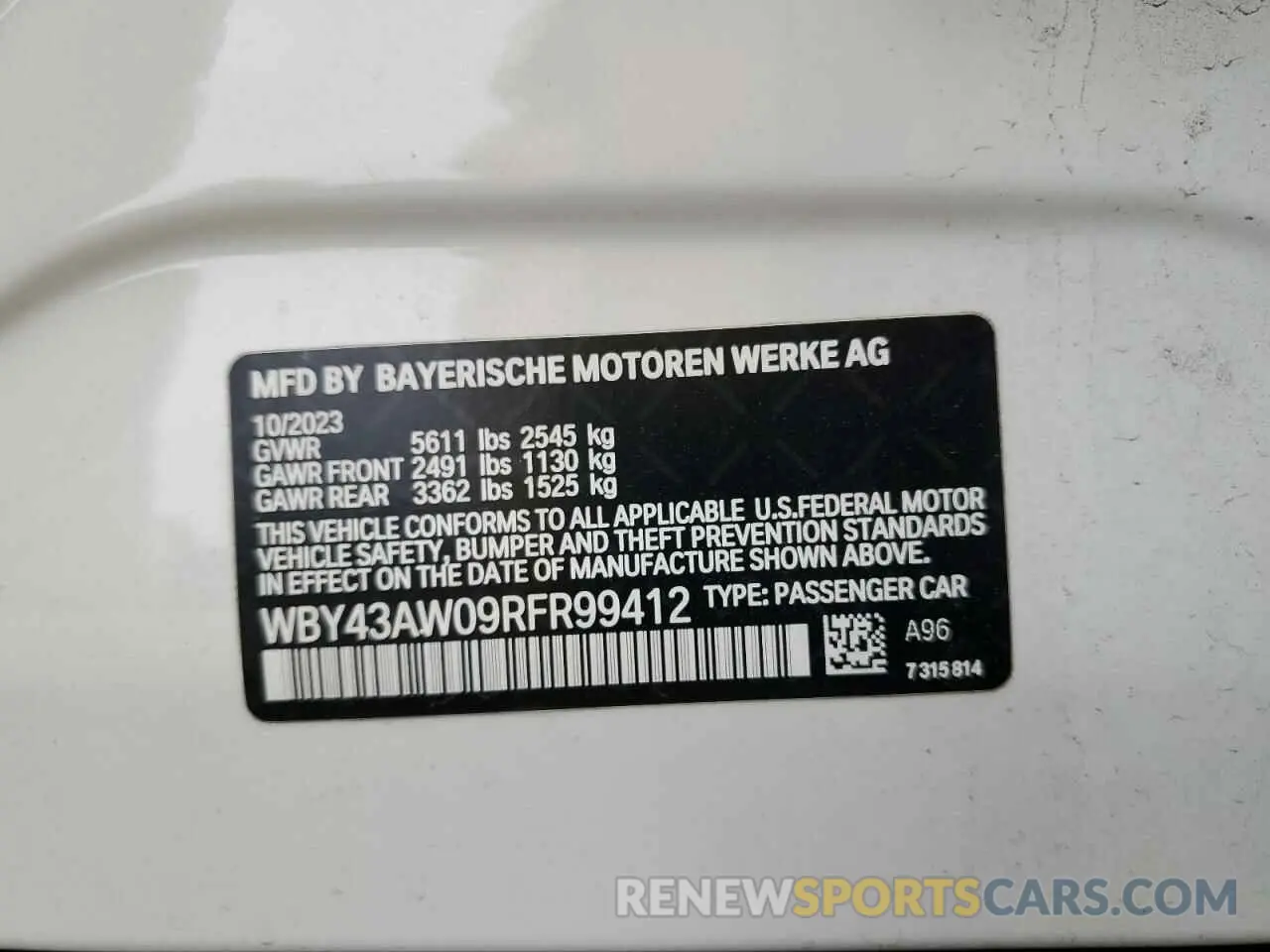 12 Photograph of a damaged car WBY43AW09RFR99412 BMW I4 EDRIVE 2024