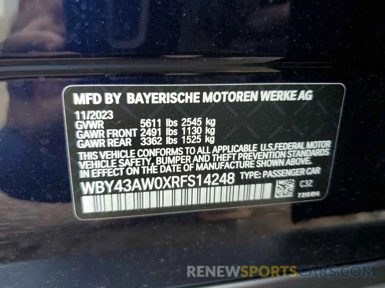 12 Photograph of a damaged car WBY43AW0XRFS14248 BMW I4 EDRIVE 2024