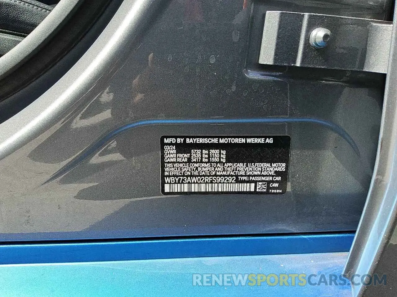 12 Photograph of a damaged car WBY73AW02RFS99292 BMW I4 EDRIVE 2024