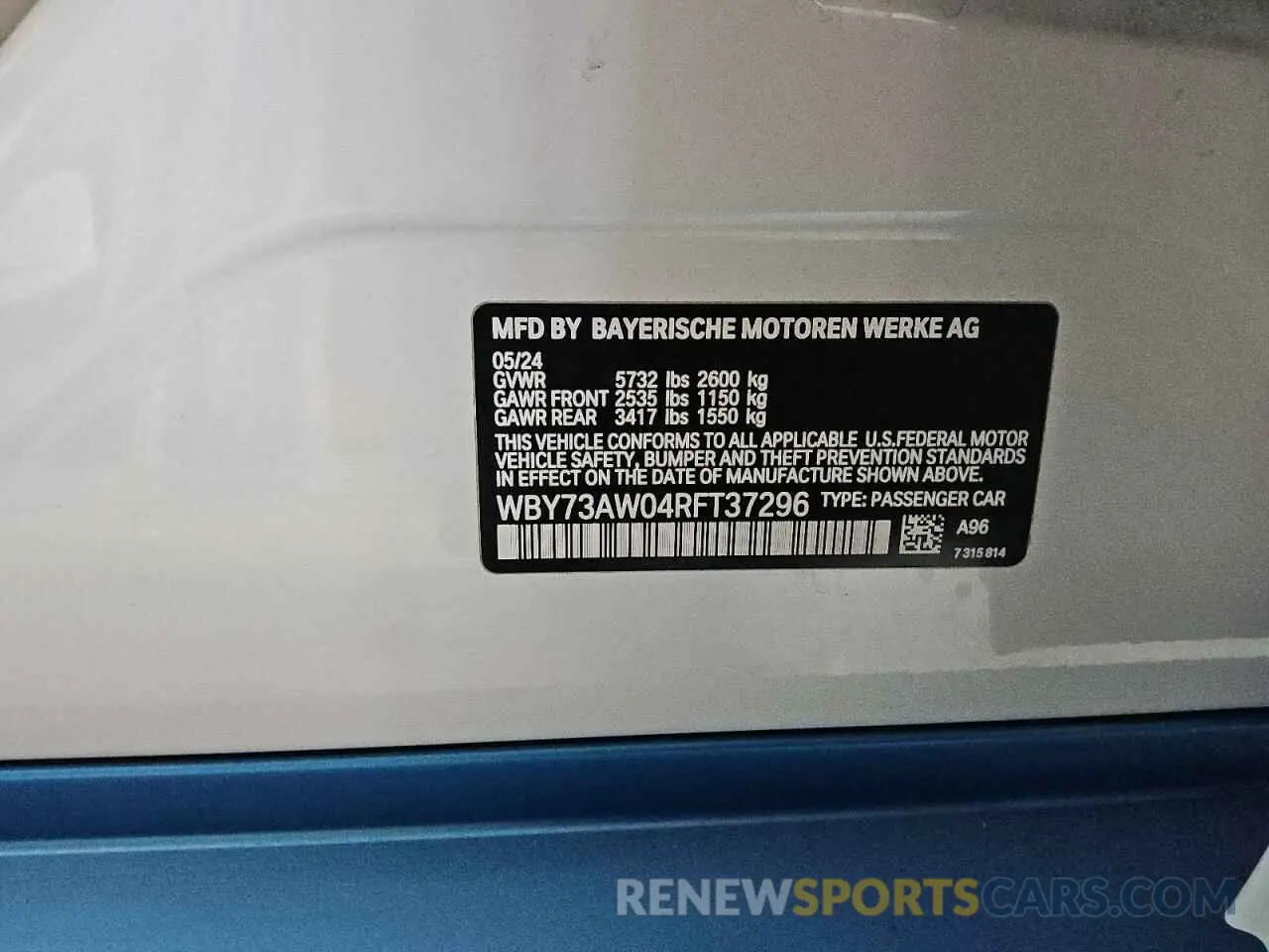 12 Photograph of a damaged car WBY73AW04RFT37296 BMW I4 EDRIVE 2024