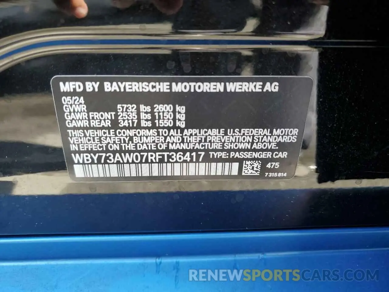12 Photograph of a damaged car WBY73AW07RFT36417 BMW I4 EDRIVE 2024