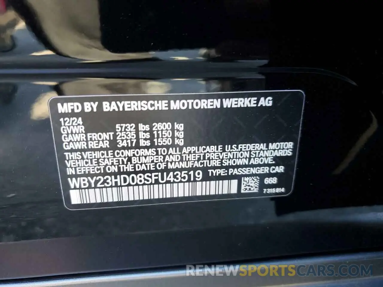 15 Photograph of a damaged car WBY23HD08SFU43519 BMW I4 EDRIVE 2025