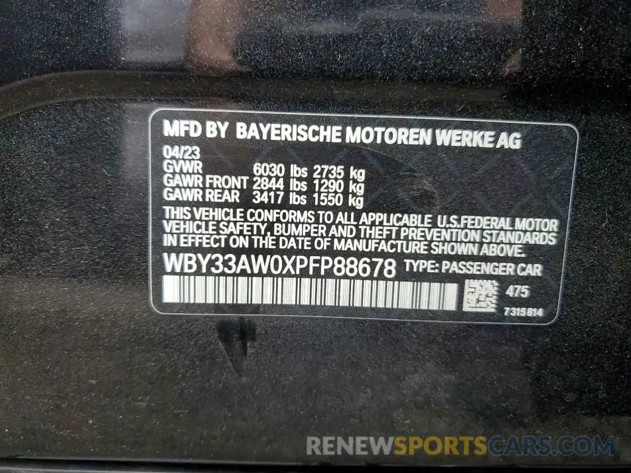 13 Photograph of a damaged car WBY33AW0XPFP88678 BMW I4 M50 2023