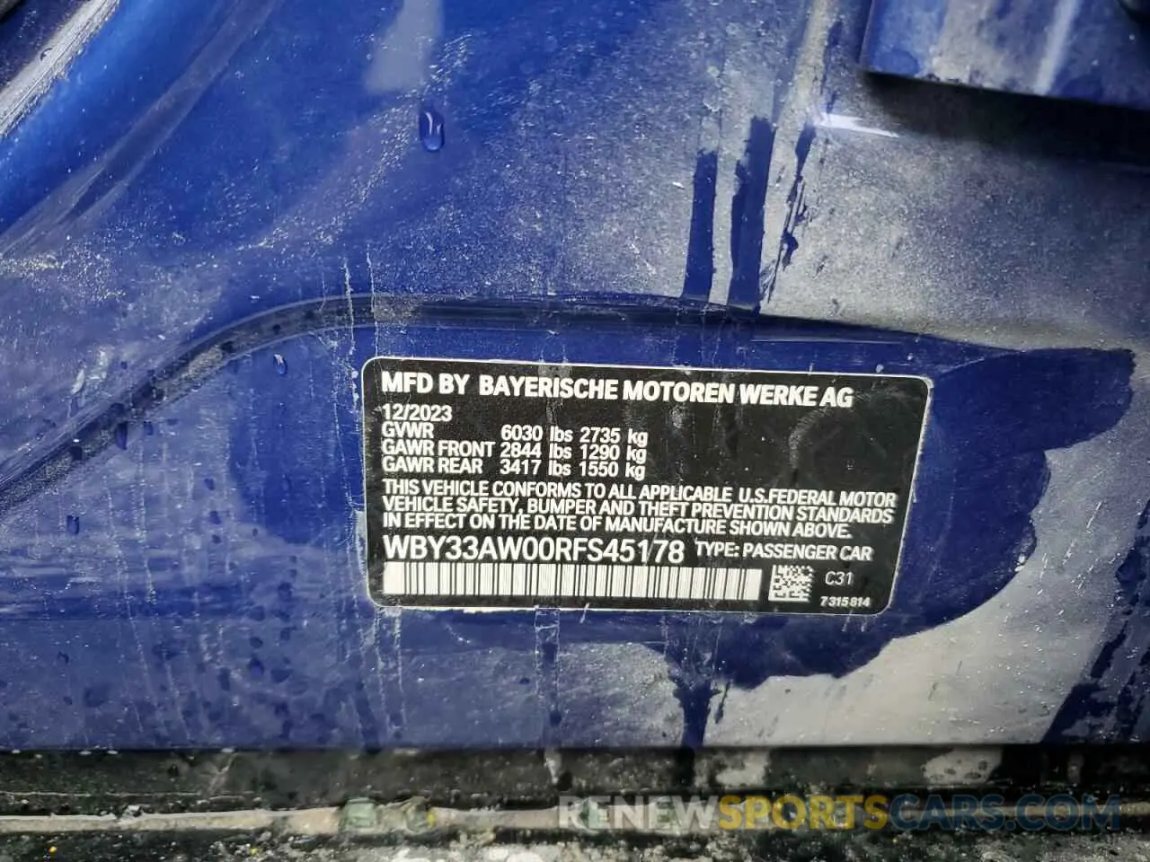 14 Photograph of a damaged car WBY33AW00RFS45178 BMW I4 M50 2024