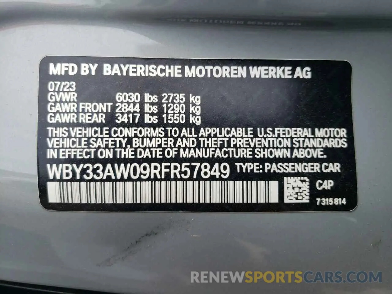 12 Photograph of a damaged car WBY33AW09RFR57849 BMW I4 M50 2024
