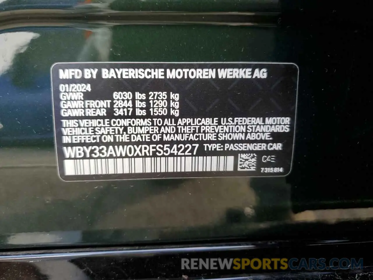 12 Photograph of a damaged car WBY33AW0XRFS54227 BMW I4 M50 2024