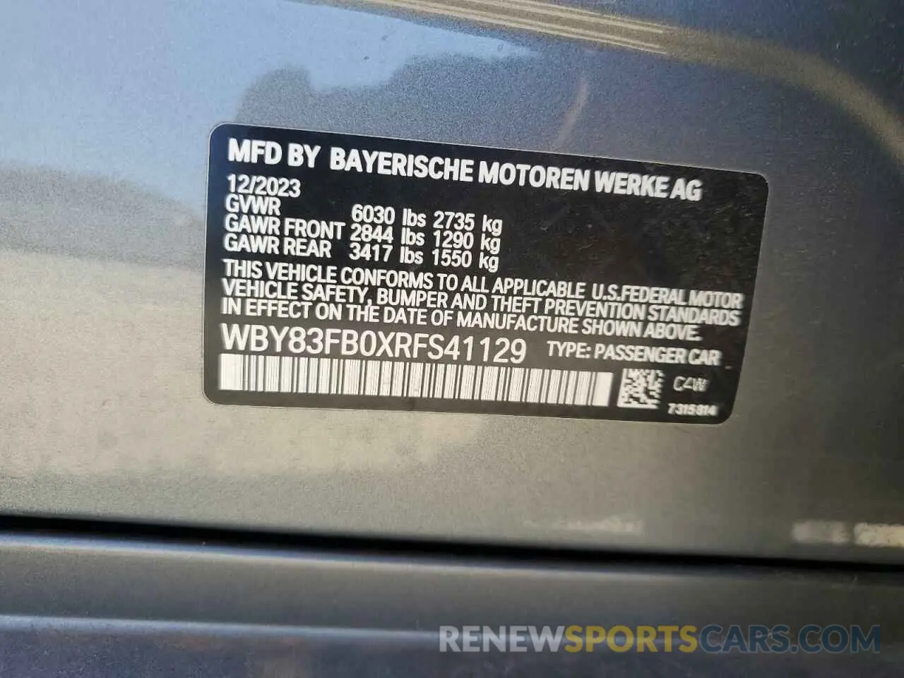 12 Photograph of a damaged car WBY83FB0XRFS41129 BMW I4 XDRIVE 2024