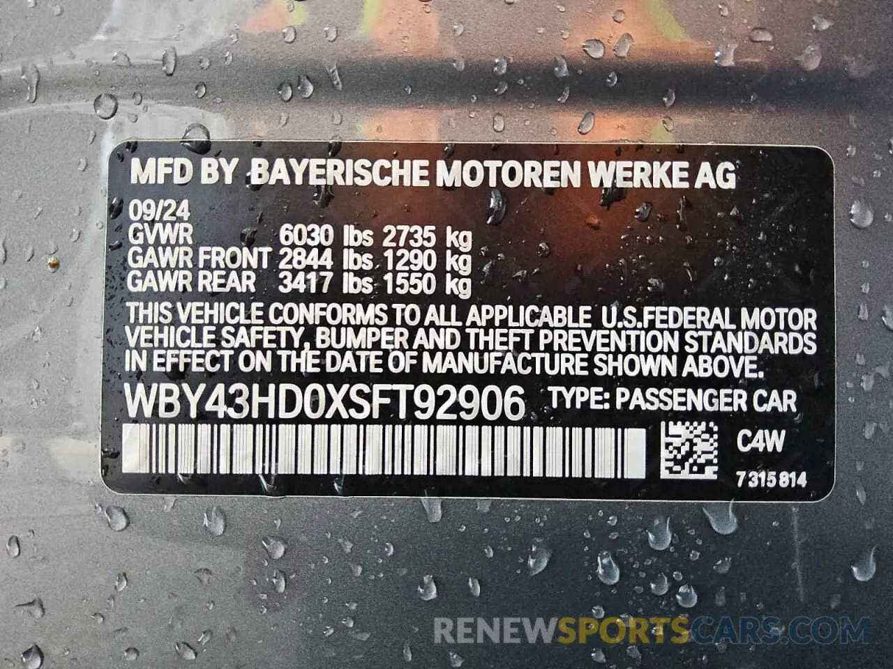 12 Photograph of a damaged car WBY43HD0XSFT92906 BMW I4 XDRIVE 2025