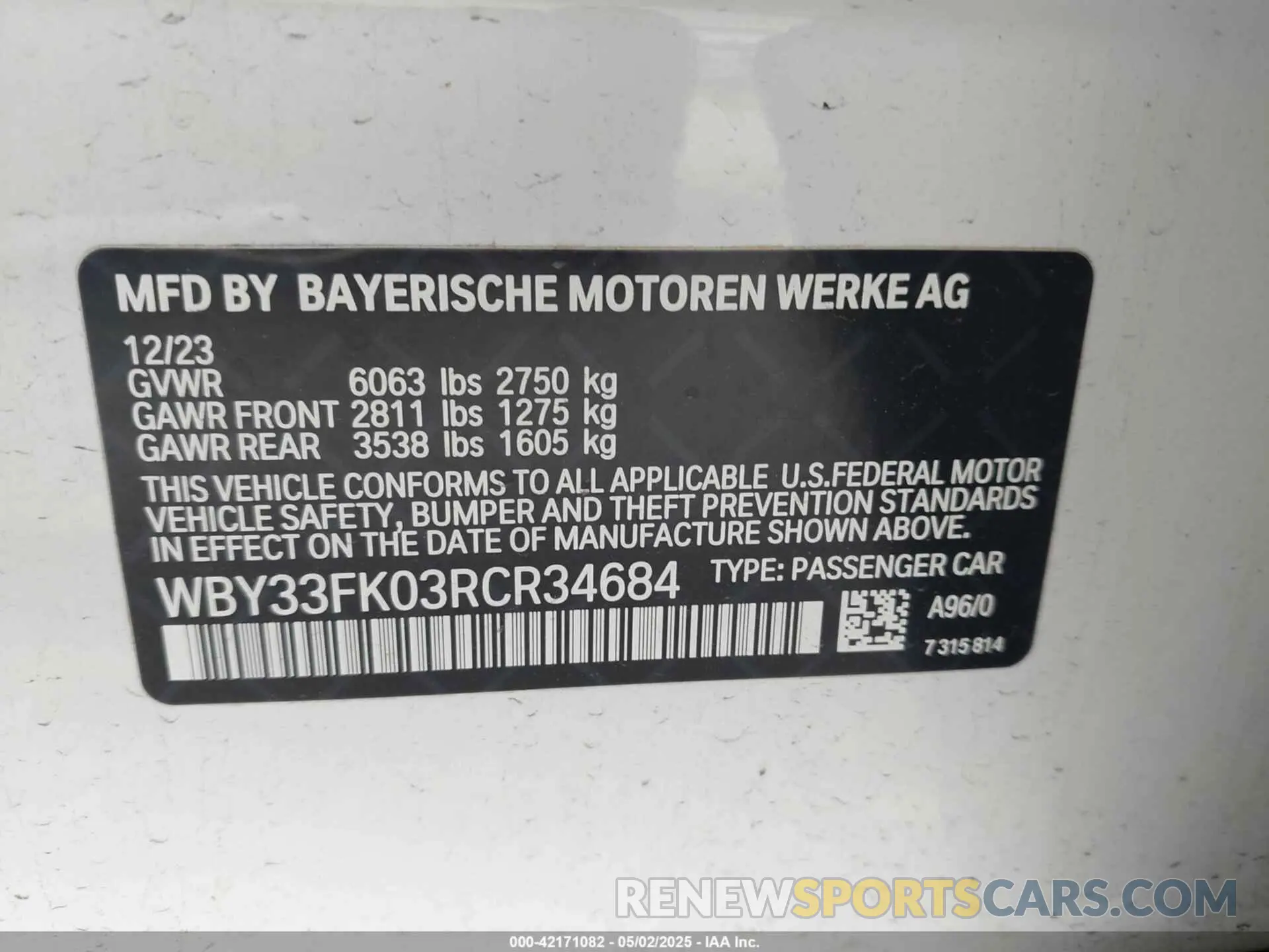 9 Photograph of a damaged car WBY33FK03RCR34684 BMW I5 2024