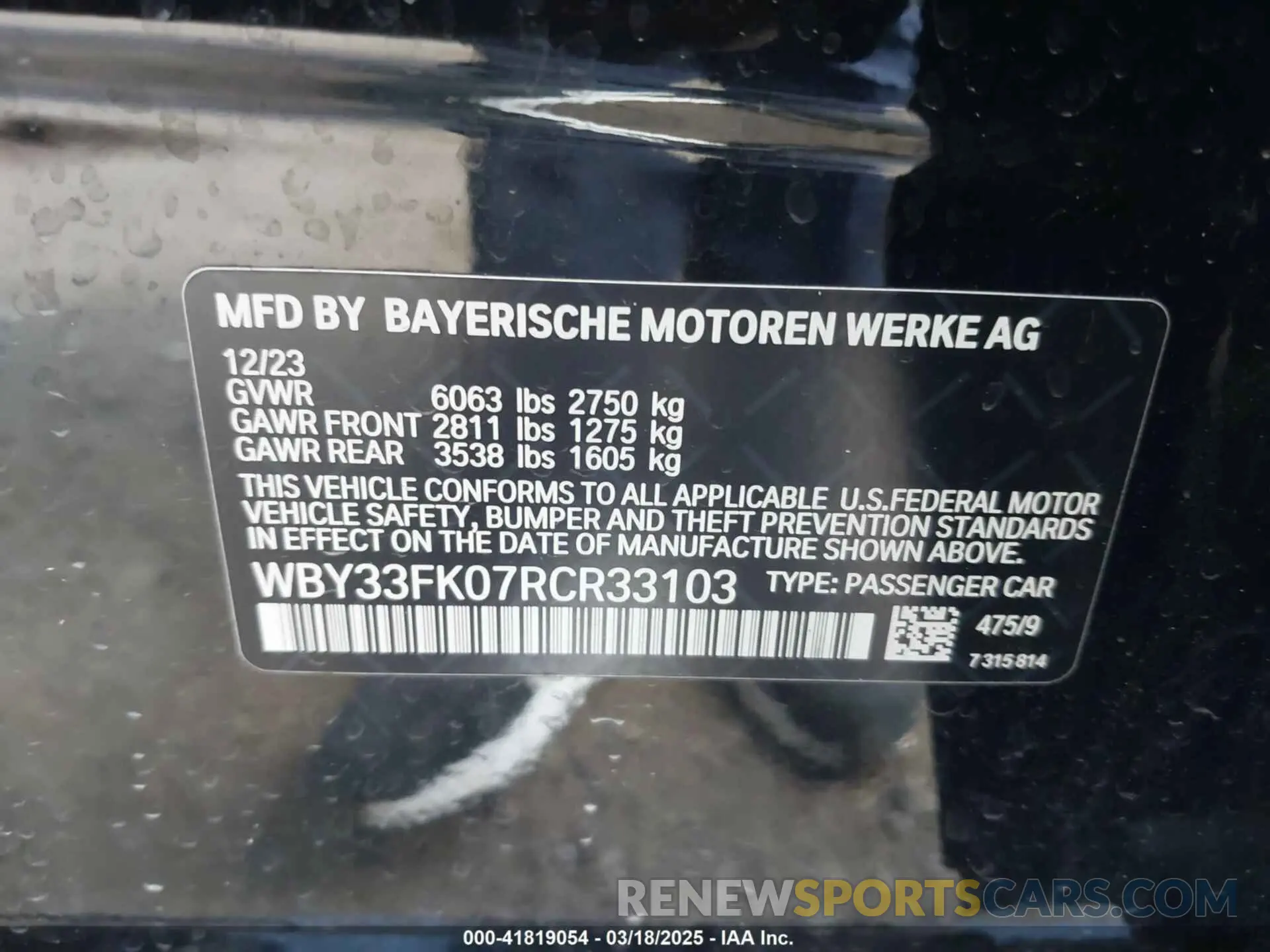 9 Photograph of a damaged car WBY33FK07RCR33103 BMW I5 2024