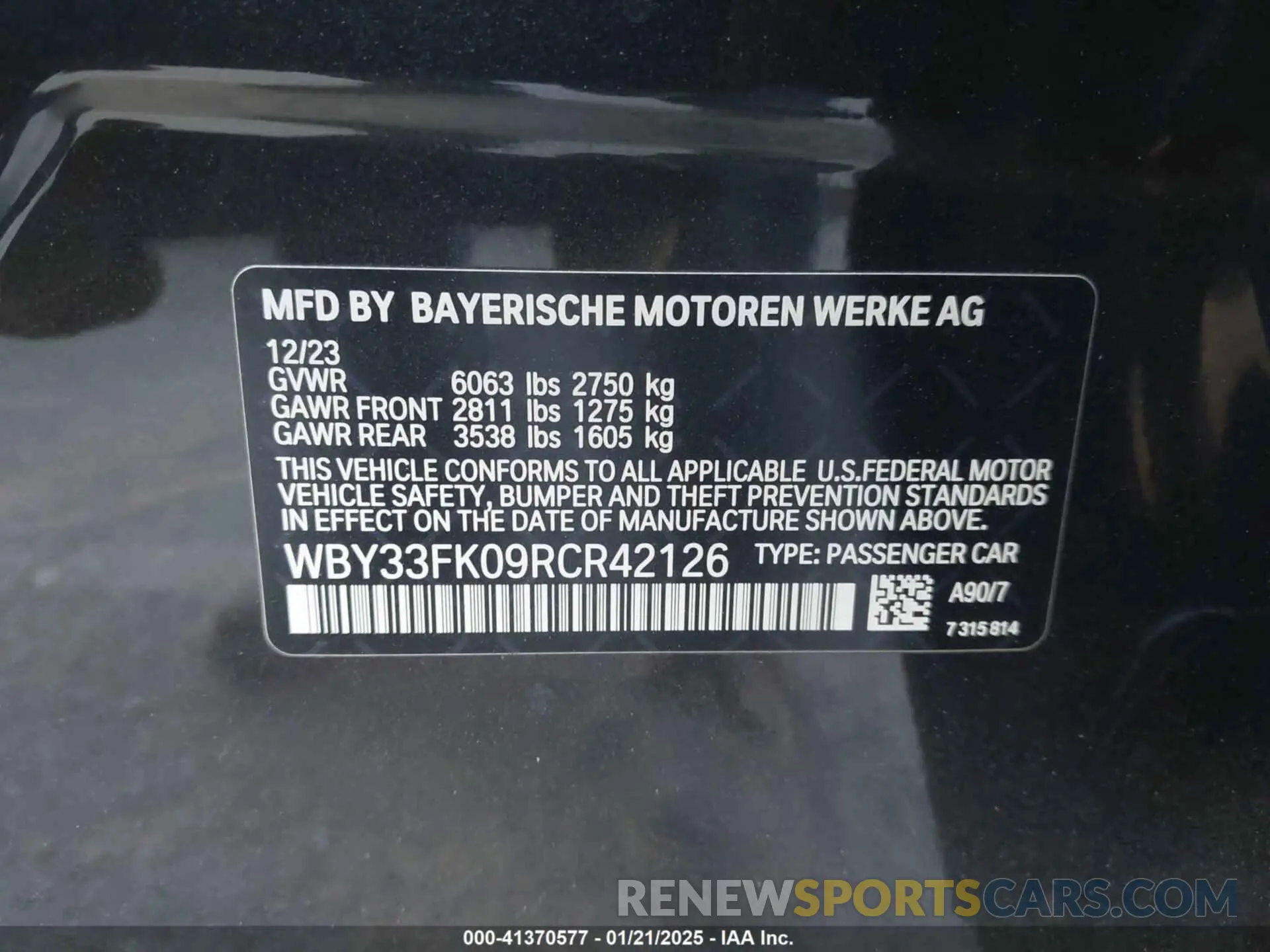 9 Photograph of a damaged car WBY33FK09RCR42126 BMW I5 2024