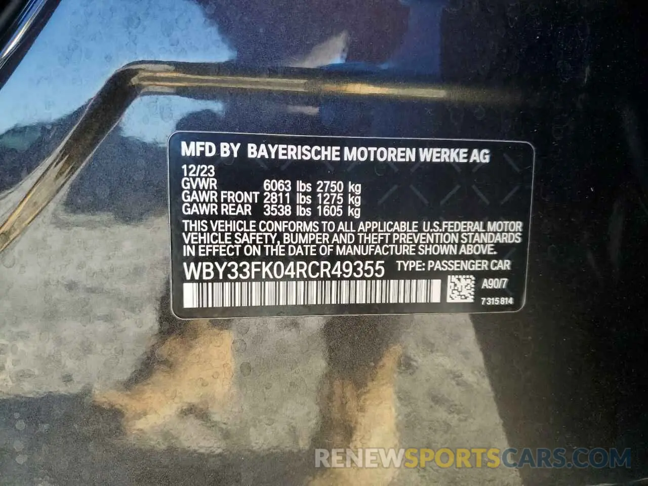 12 Photograph of a damaged car WBY33FK04RCR49355 BMW I5 EDRIVE 2024