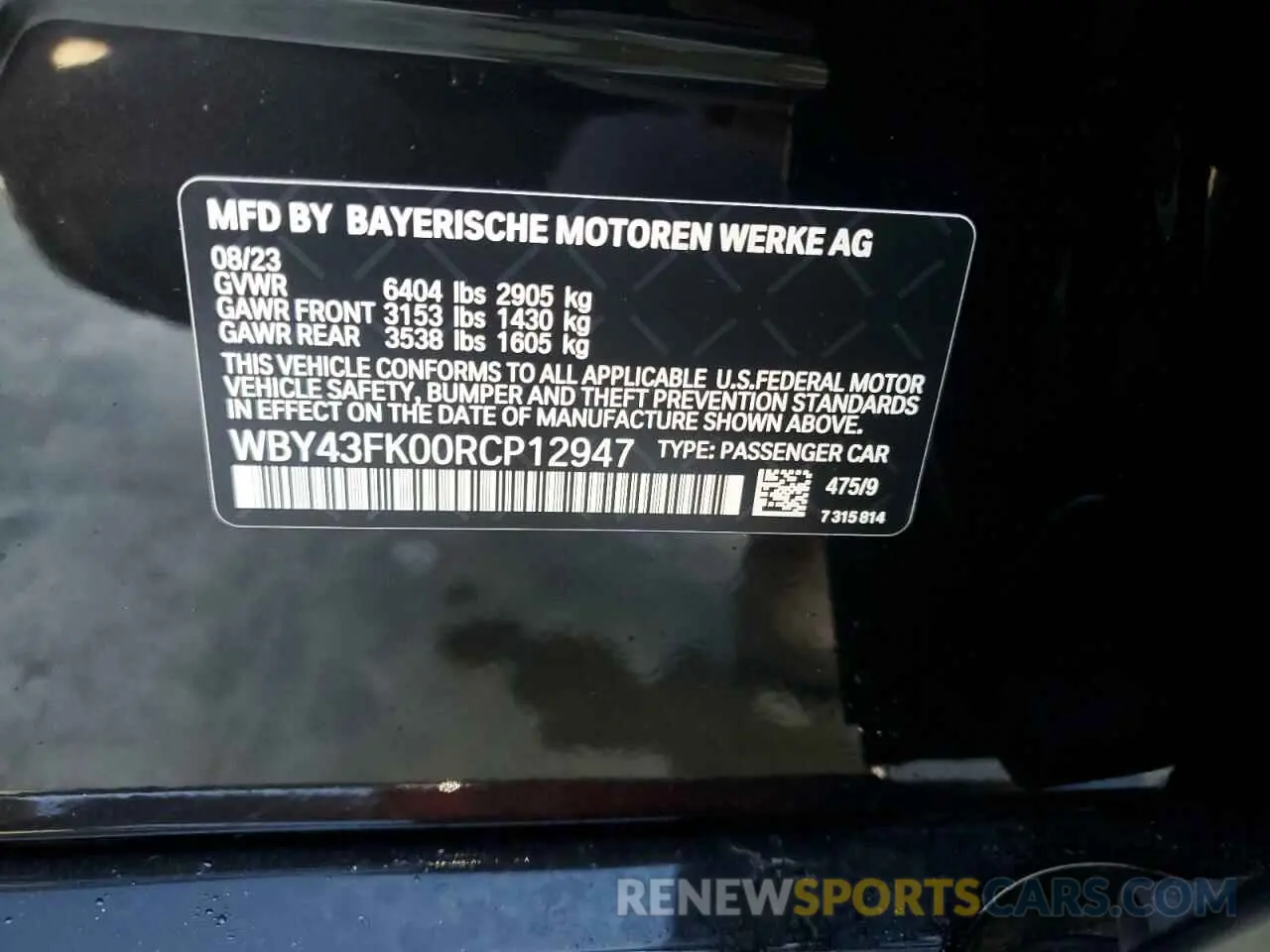 13 Photograph of a damaged car WBY43FK00RCP12947 BMW I5 M60 2024